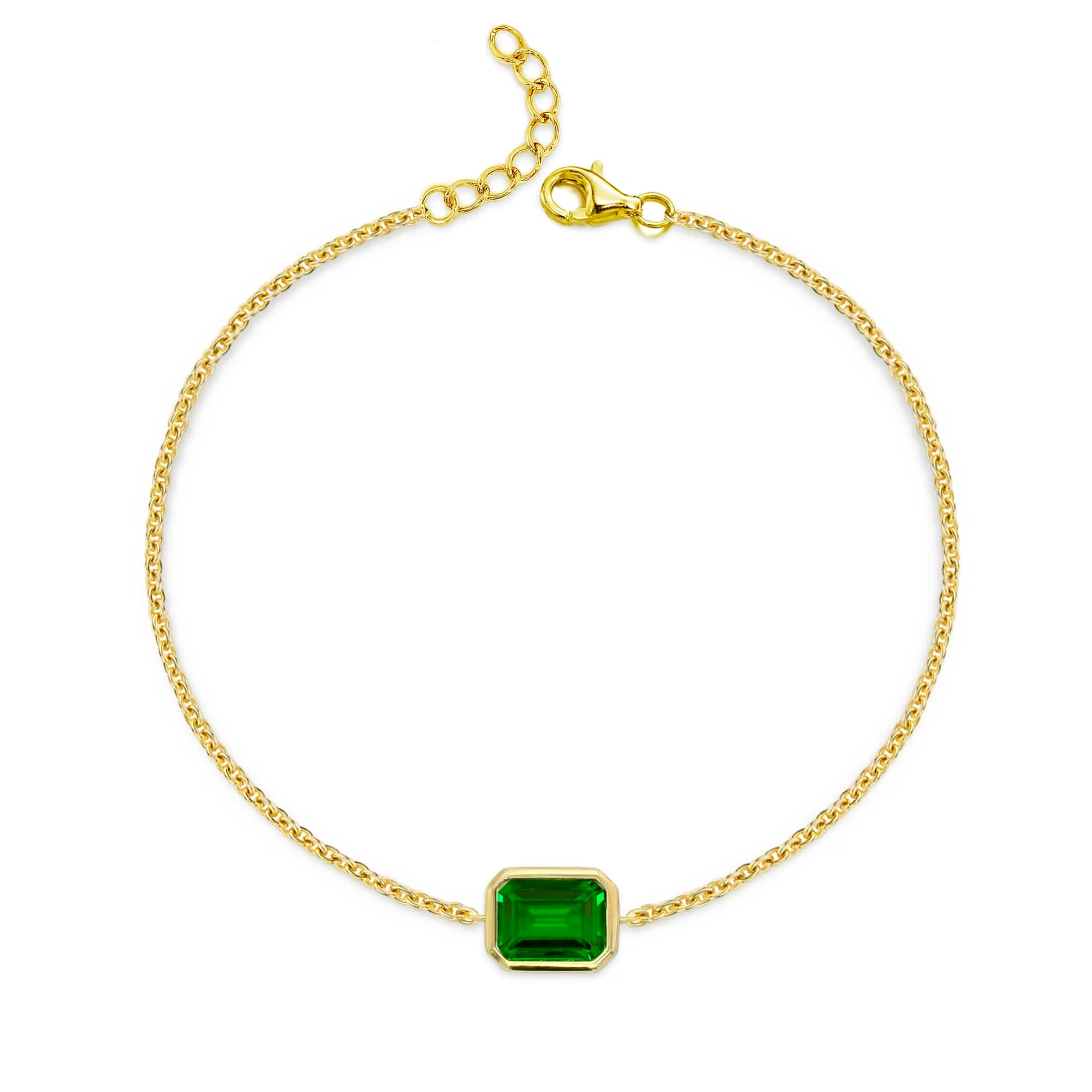 Lynora Jewellery Bracelet Emerald Baguette Gold Bracelet Gold Plated / Emerald Emerald Baguette Gold Bracelet