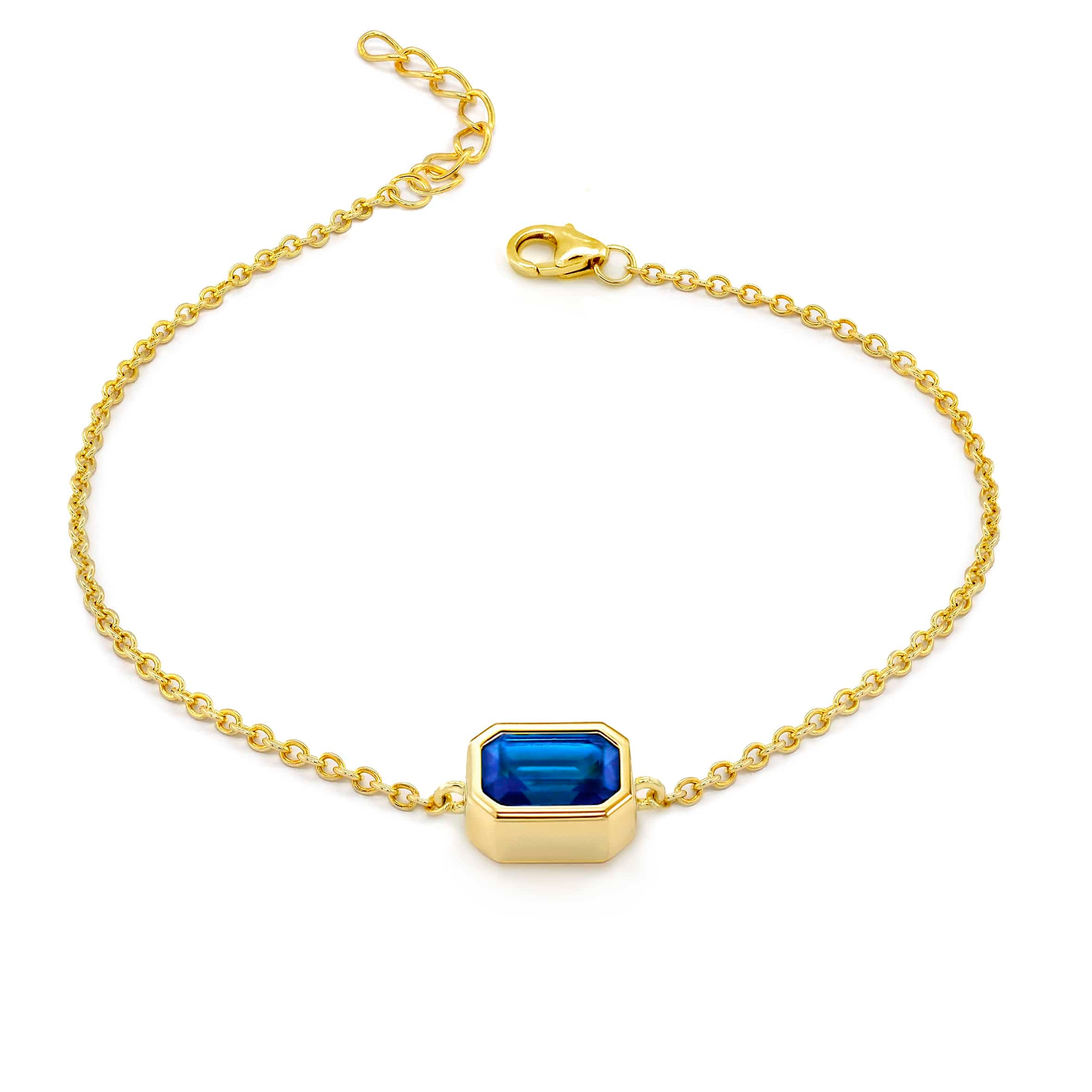 Lynora Jewellery Bracelet Sapphire Baguette Gold Bracelet Gold Plated / Sapphire Sapphire Baguette Gold Bracelet