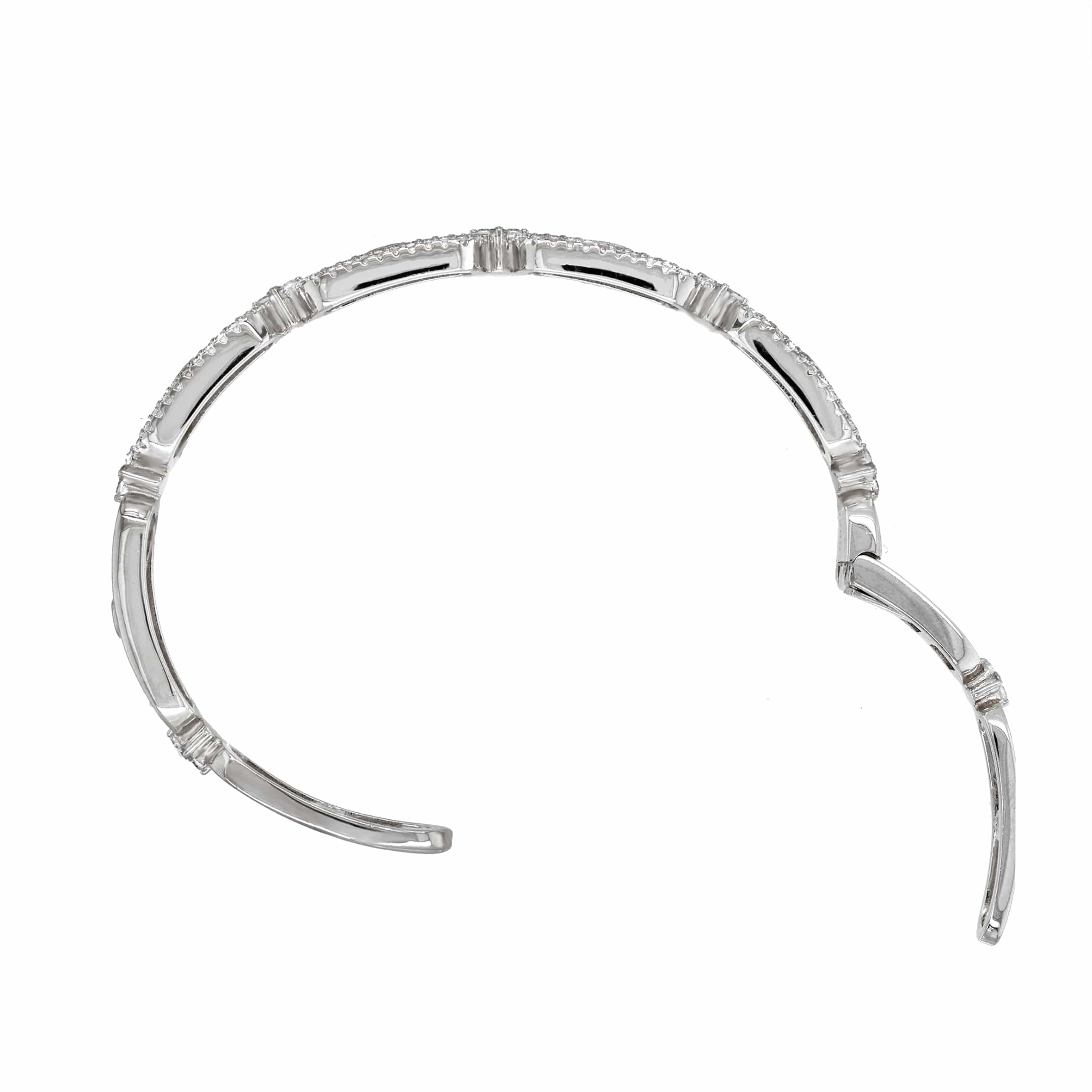 Lynora Jewellery Bracelet Paperclip Dotted Link Bangle Sterling Silver / Clear Paperclip Dotted Link Bangle