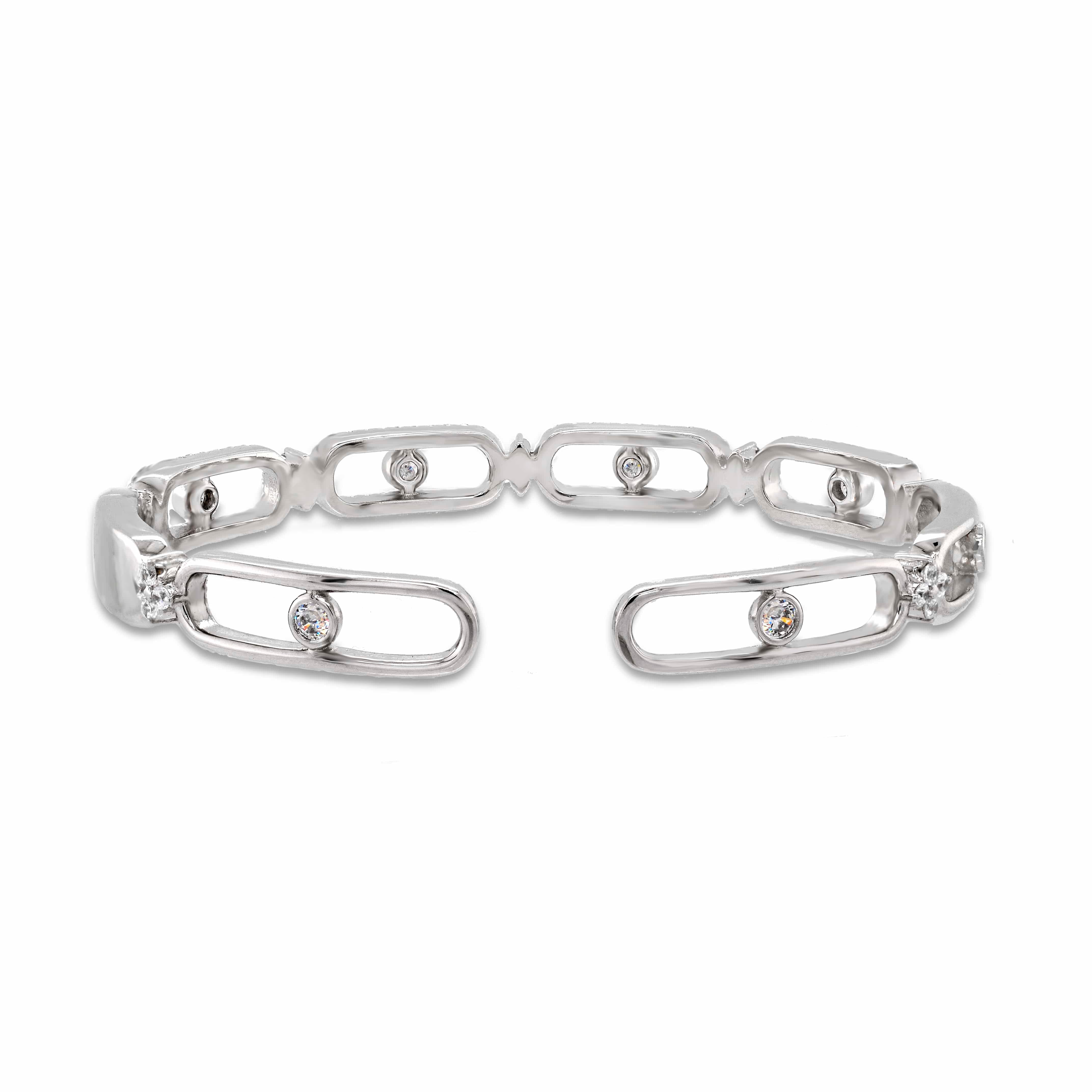 Lynora Jewellery Bracelet Paperclip Dotted Link Bangle Sterling Silver / Clear Paperclip Dotted Link Bangle