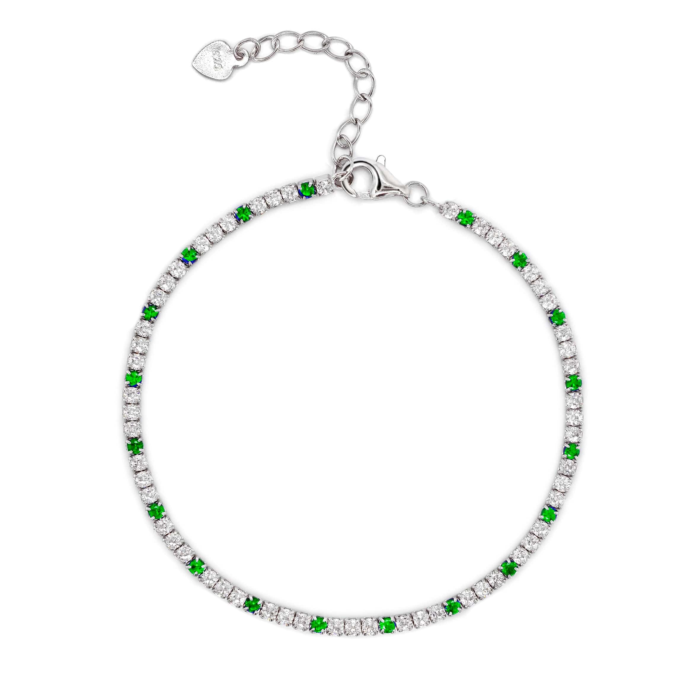 Lynora Jewellery Bracelet Emerald Accent Tennis Bracelet Sterling Silver / Emerald Emerald Accent Tennis Bracelet