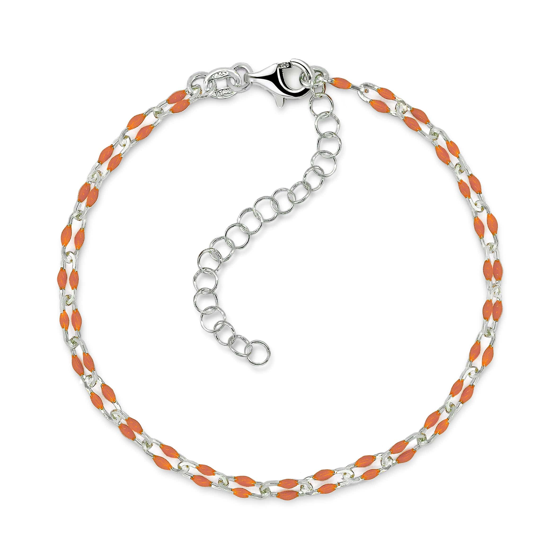 Lynora Jewellery Bracelet Sterling Silver / Peach Enamel Beaded Enamel Peach Link Bracelet