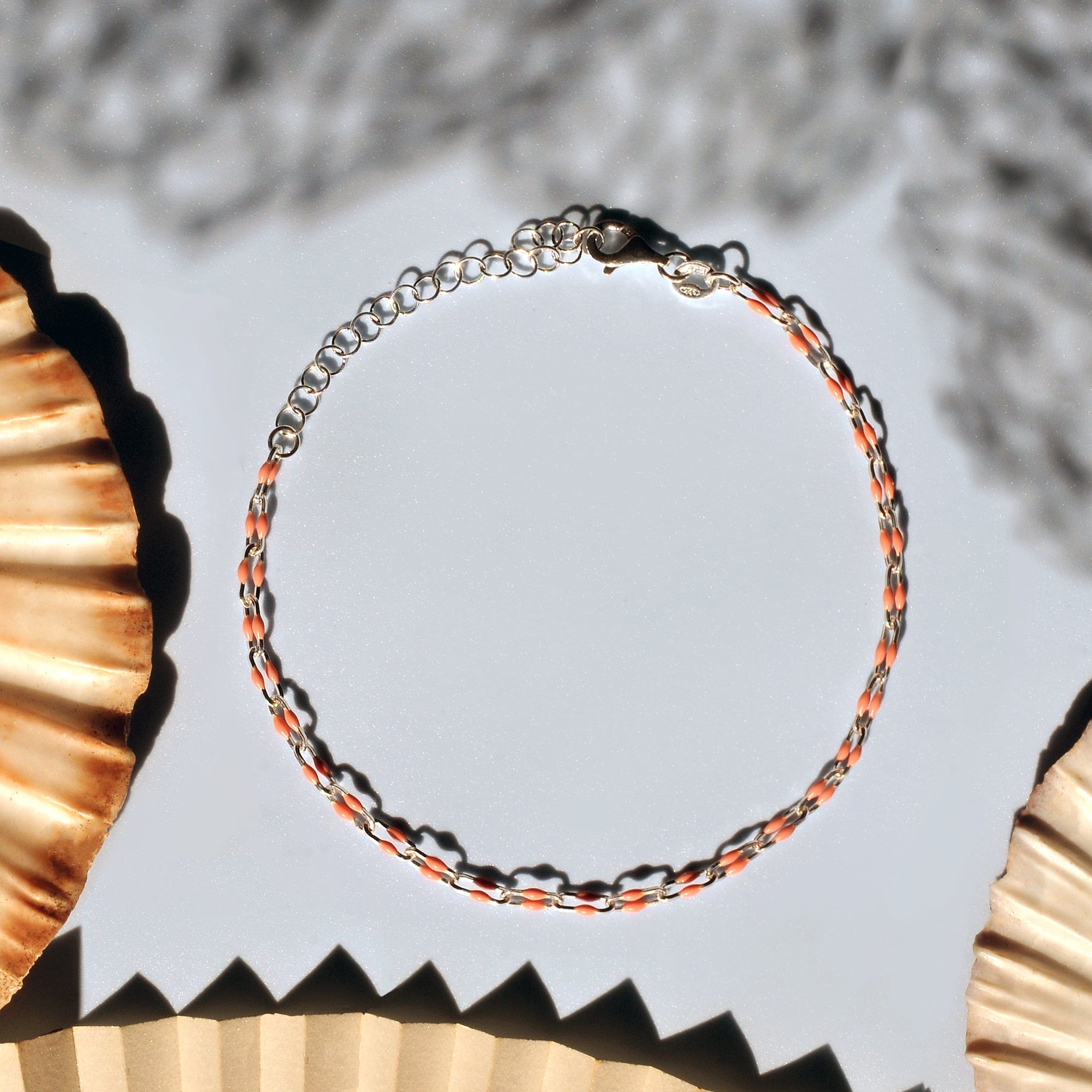 Lynora Jewellery Bracelet Sterling Silver / Peach Enamel Beaded Enamel Peach Link Bracelet