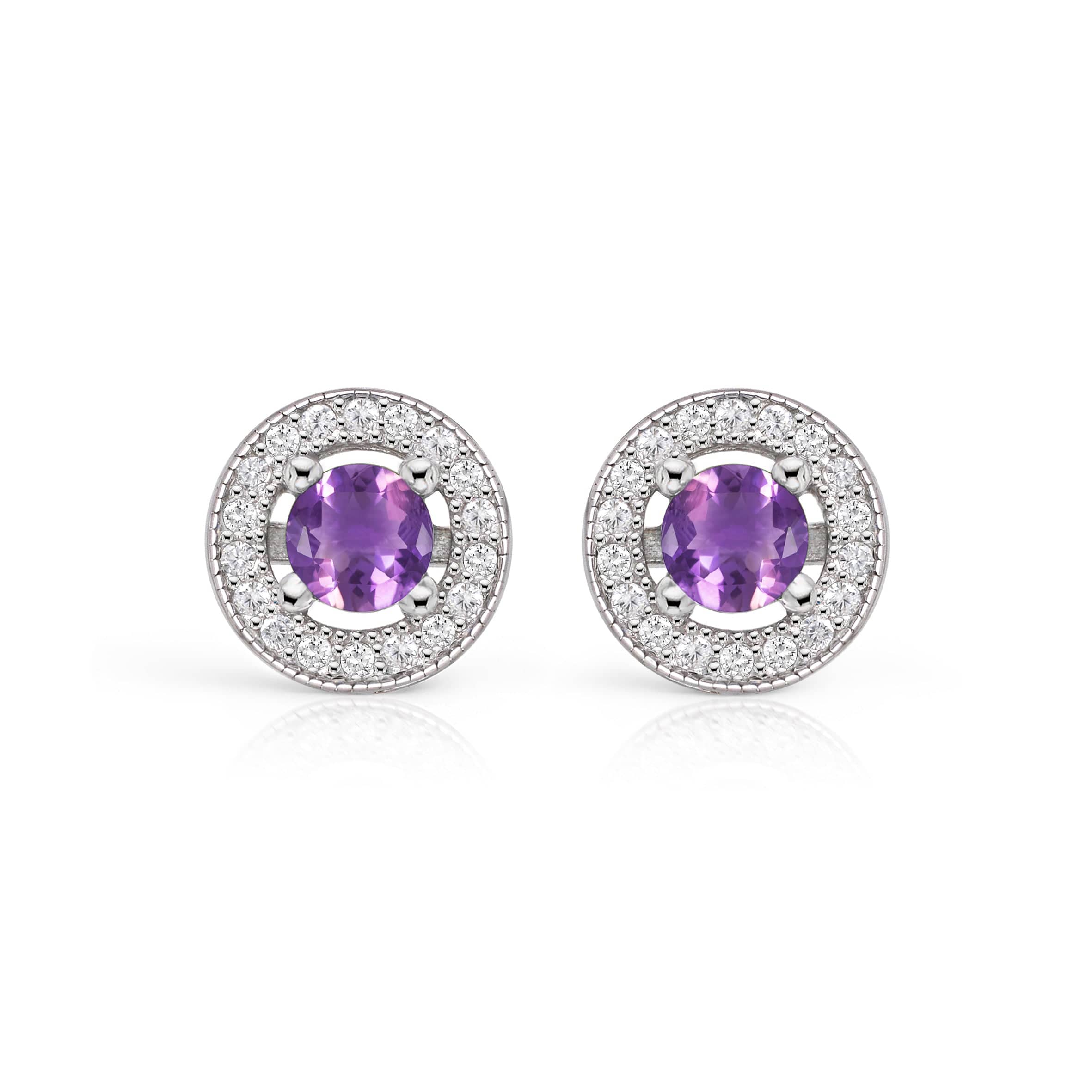 Lynora Jewellery Earring Amethyst Circle Stud Earrings Sterling Silver / Amethyst Amethyst Circle Stud Earrings