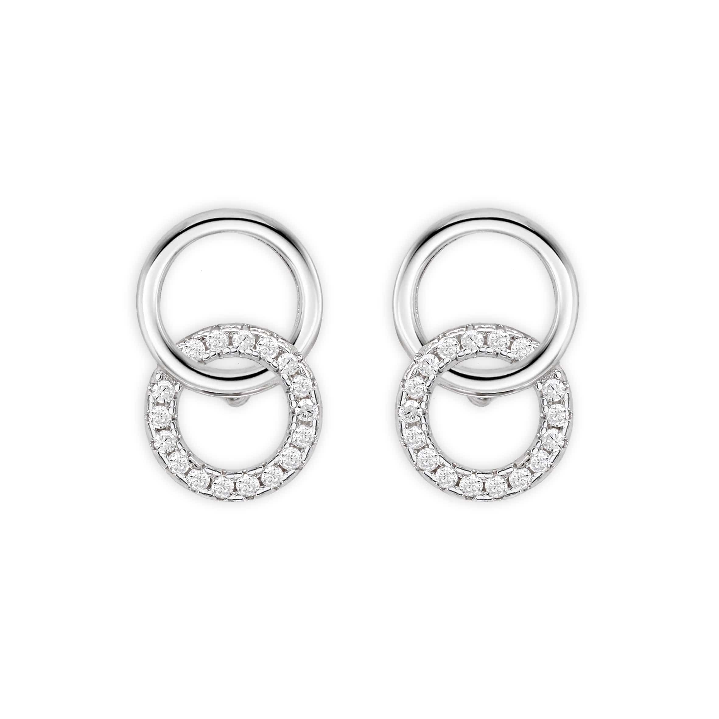 Lynora Jewellery Earring Circle Link Earrings Sterling Silver / Clear Circle Link Earrings