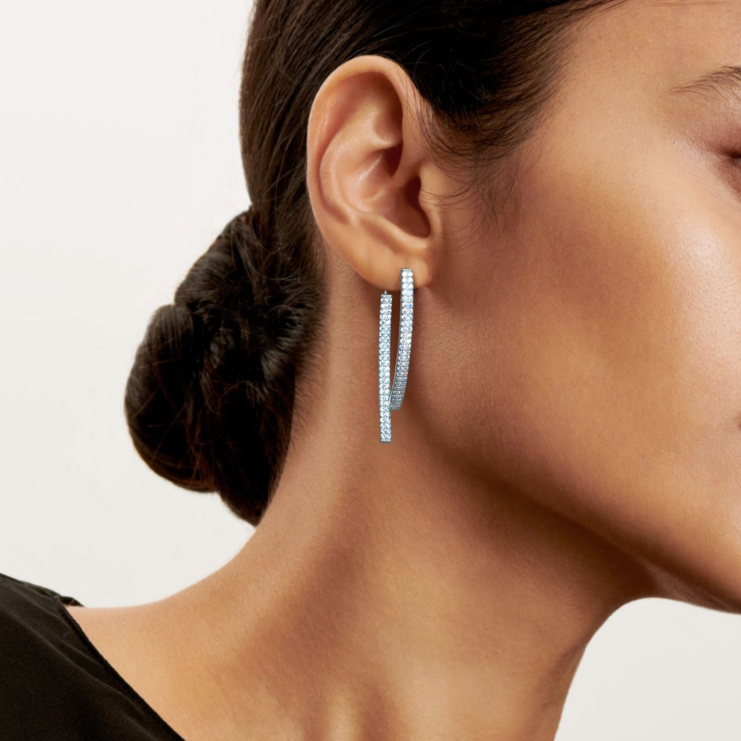 Lynora Jewellery Earring Double Bar Drop Earrings Sterling Silver / Clear Double Bar Drop Earrings