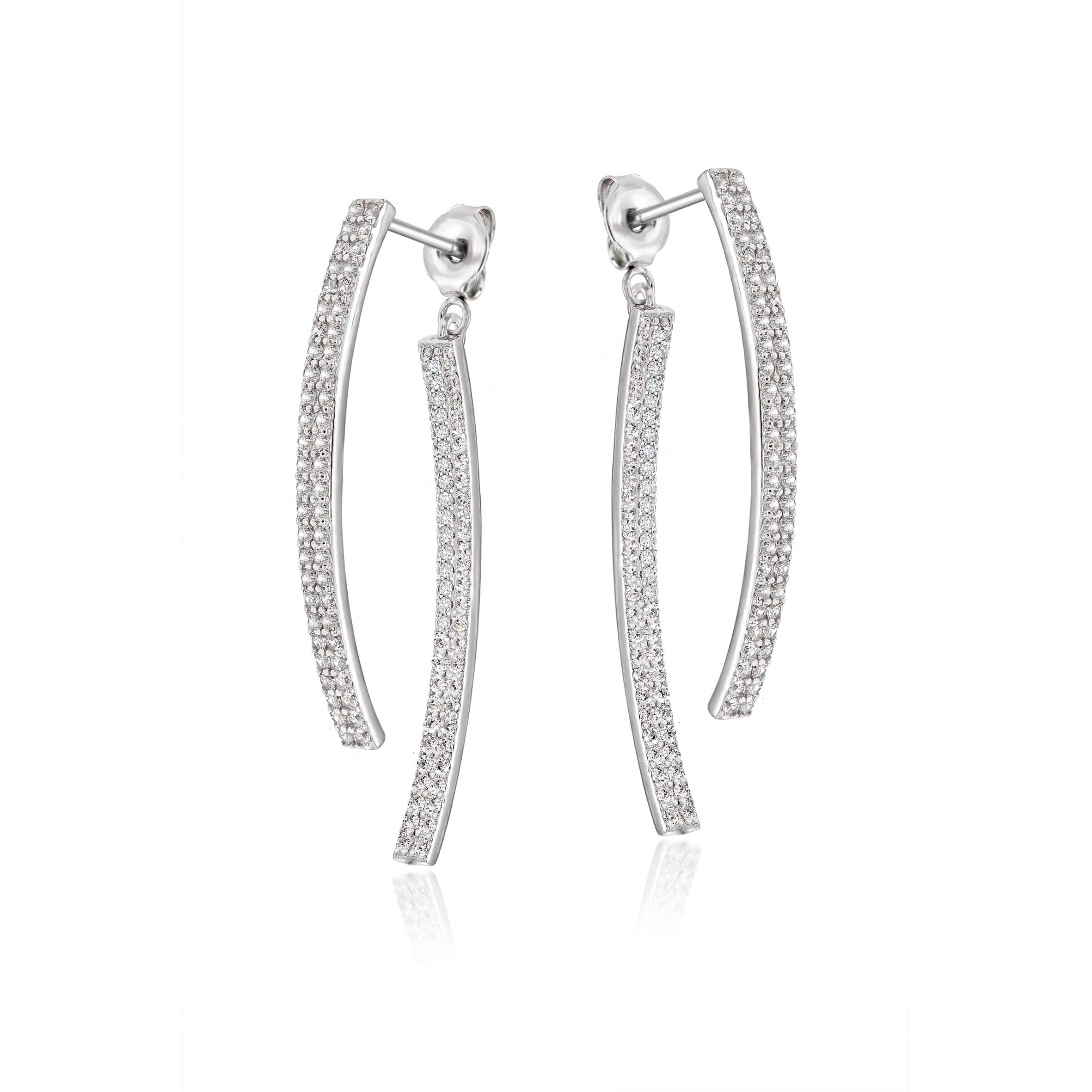 Lynora Jewellery Earring Double Bar Drop Earrings Sterling Silver / Clear Double Bar Drop Earrings