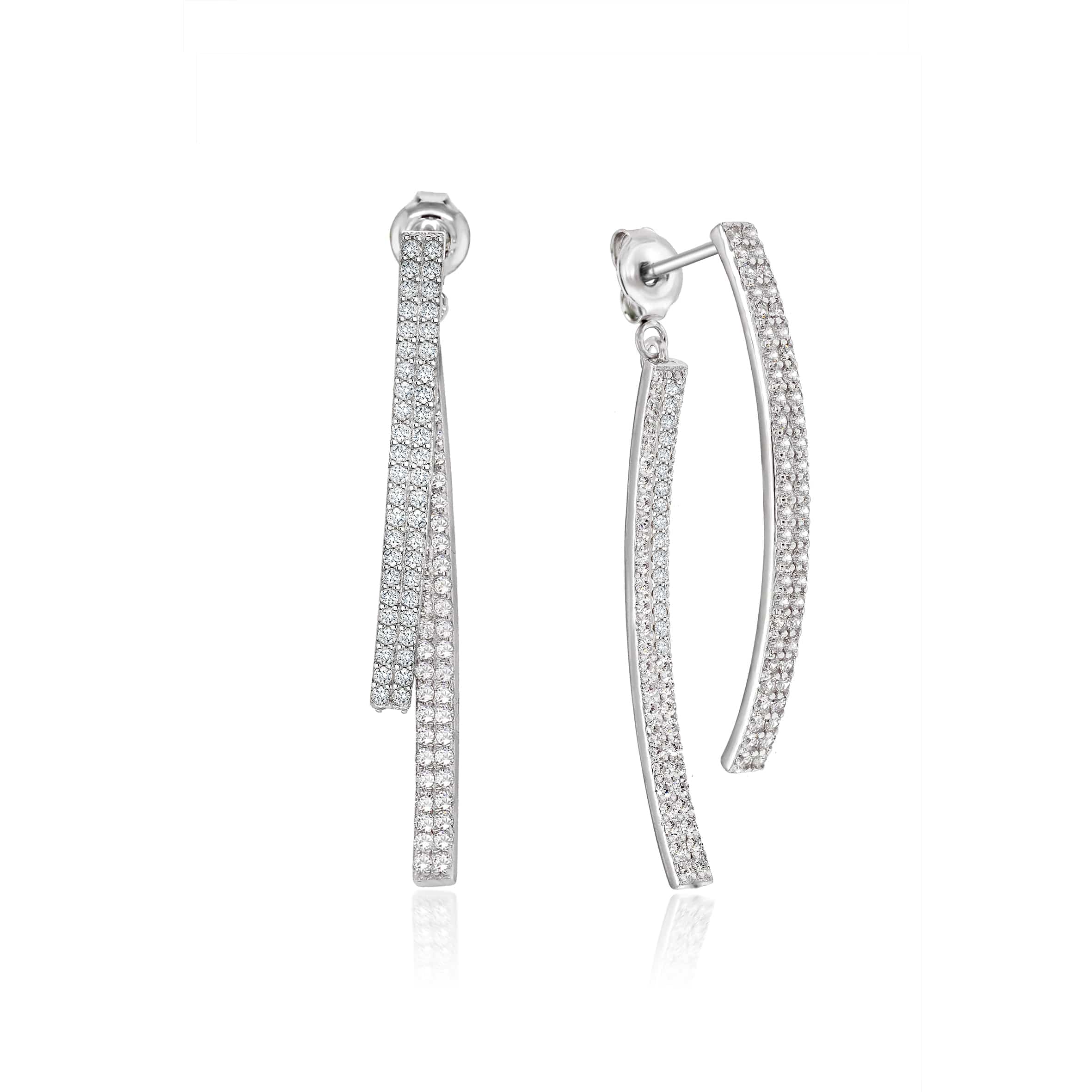 Lynora Jewellery Earring Double Bar Drop Earrings Sterling Silver / Clear Double Bar Drop Earrings