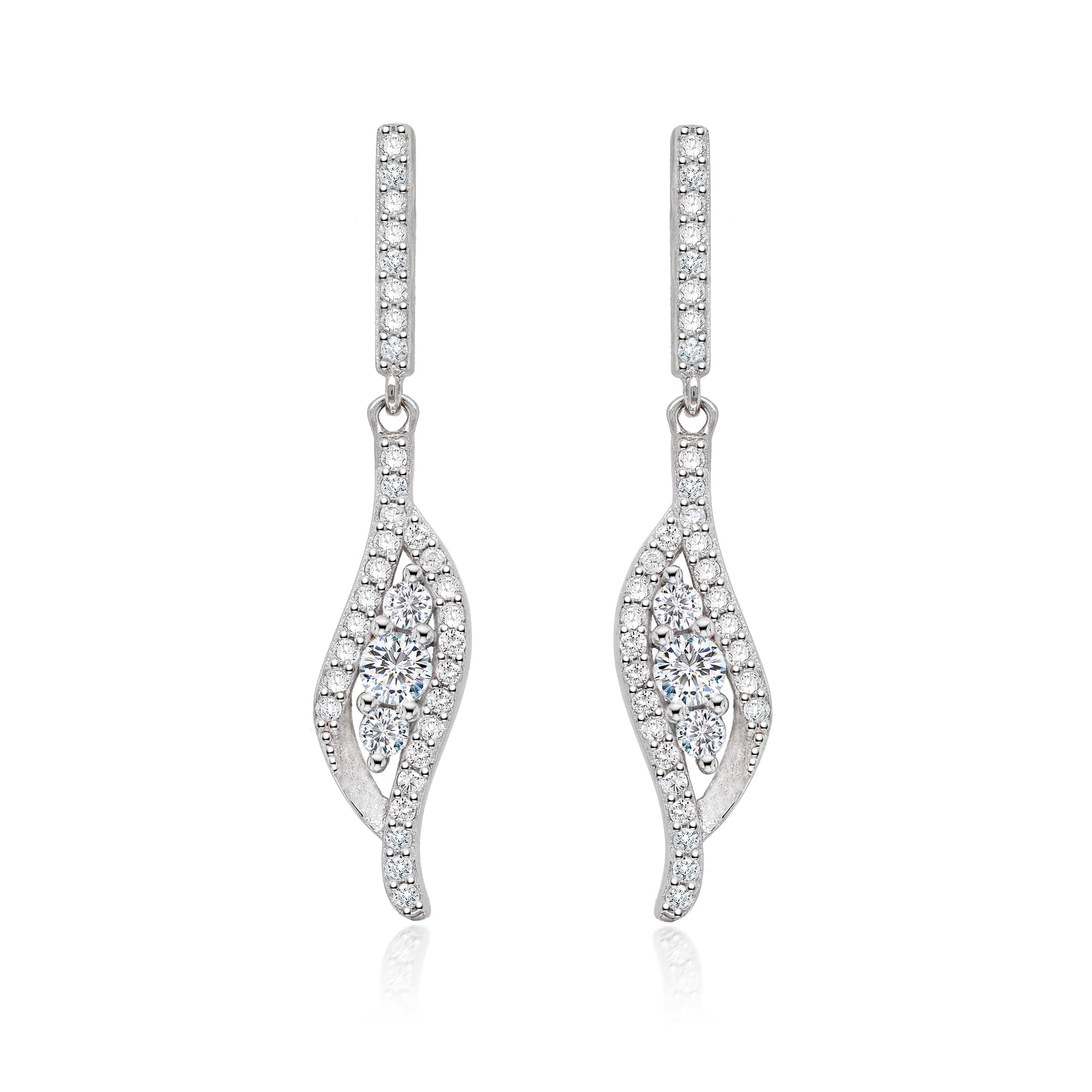 Lynora Jewellery Earring Drifting Marquiese Drop Earrings Sterling Silver / Clear Drifting Marquiese Drop Earrings