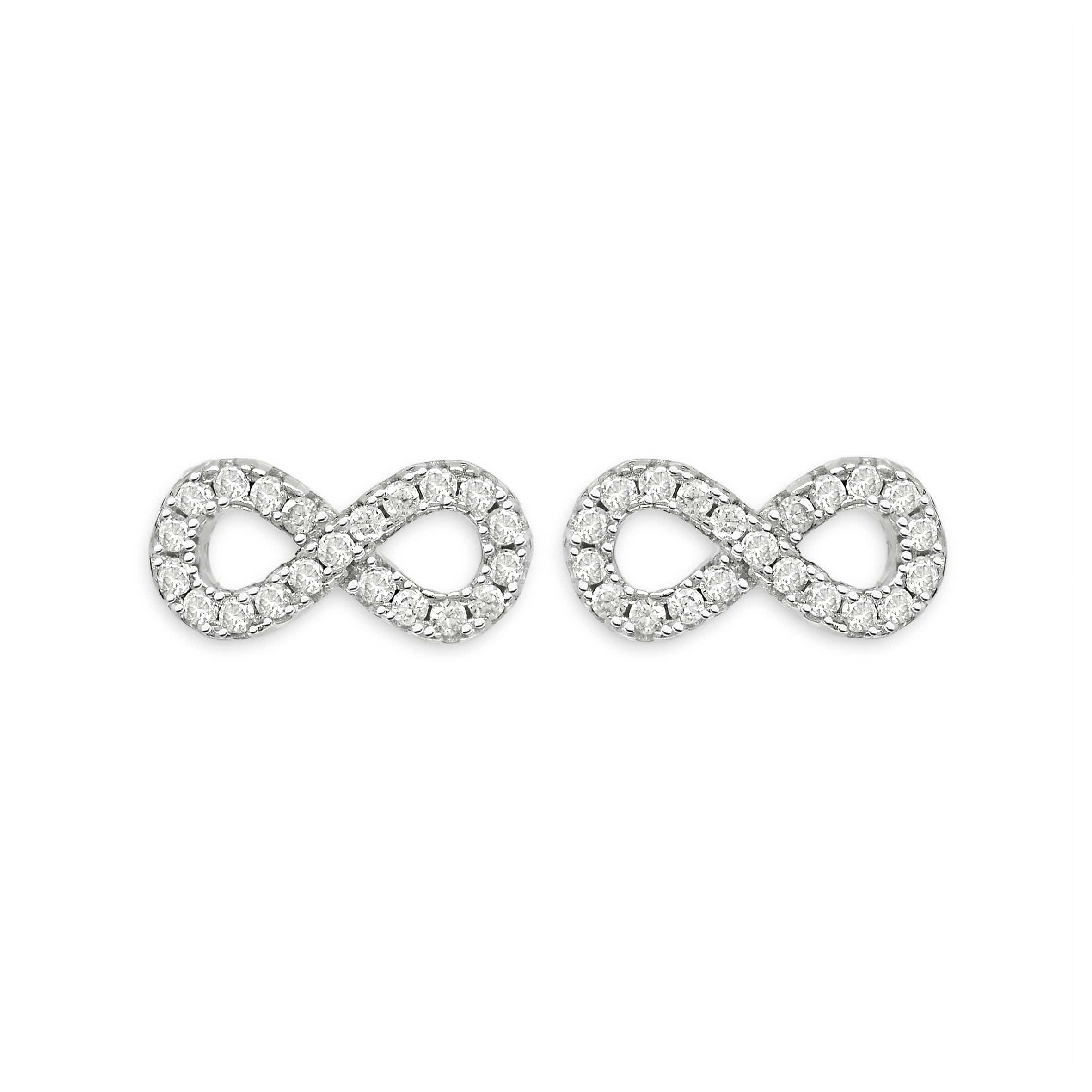 Lynora Jewellery Earring Infinity Earrings Sterling Silver Sterling Silver / Clear Infinity Earrings Sterling Silver