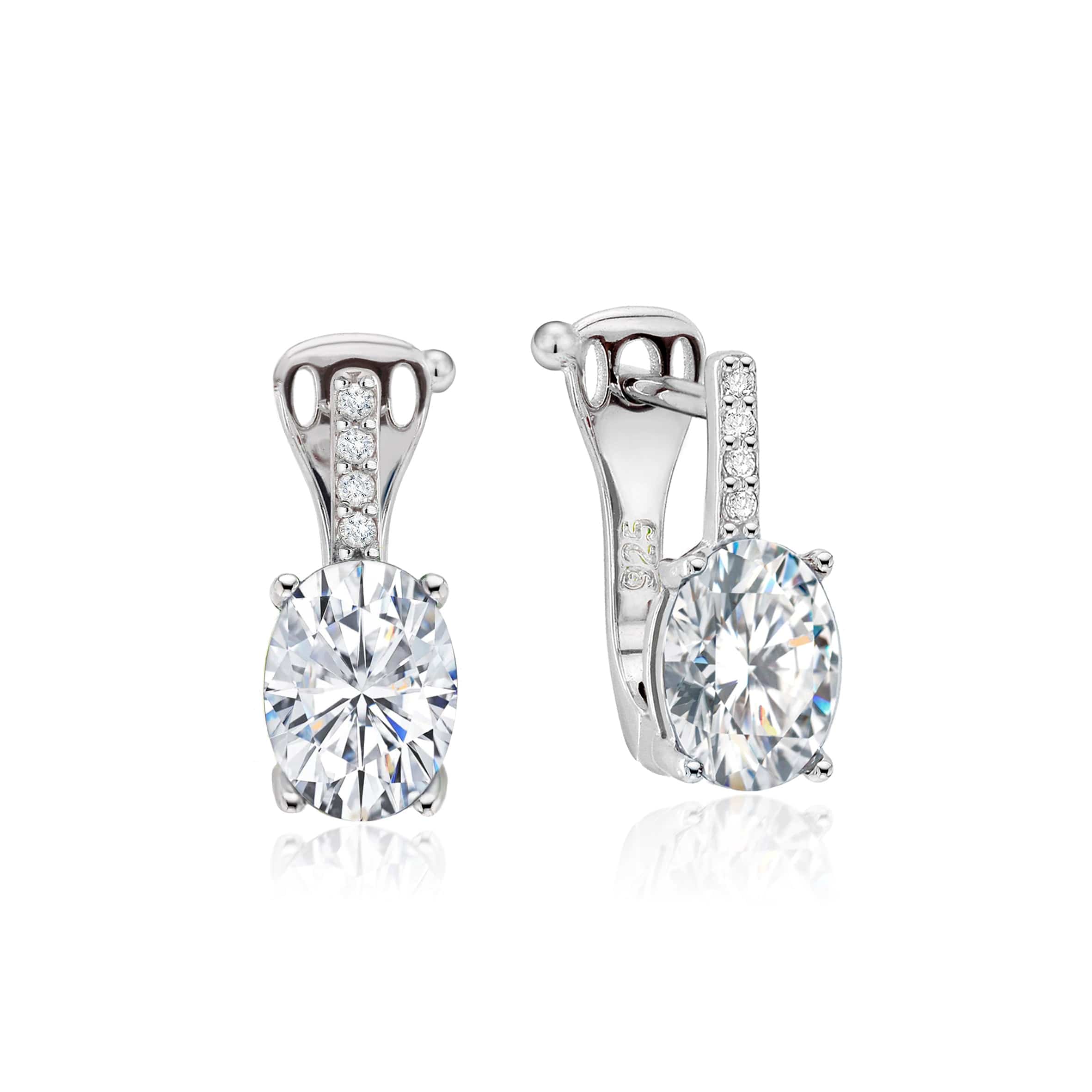 Lynora Jewellery Earring Vertical Diamond Drop Earrings Sterling Silver / Clear Vertical Diamond Drop Earrings