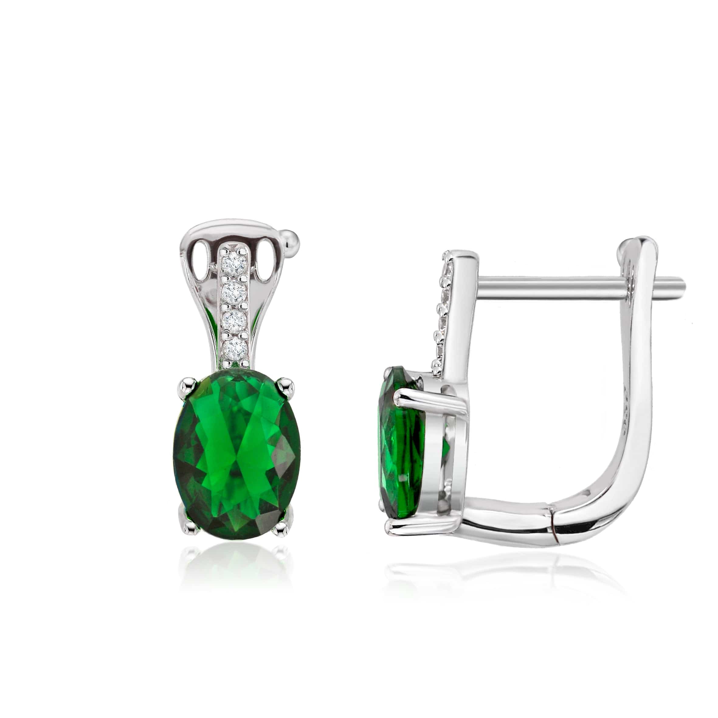 Lynora Jewellery Earring Vertical Emerald Drop Earrings Sterling Silver / Emerald Vertical Emerald Drop Earrings
