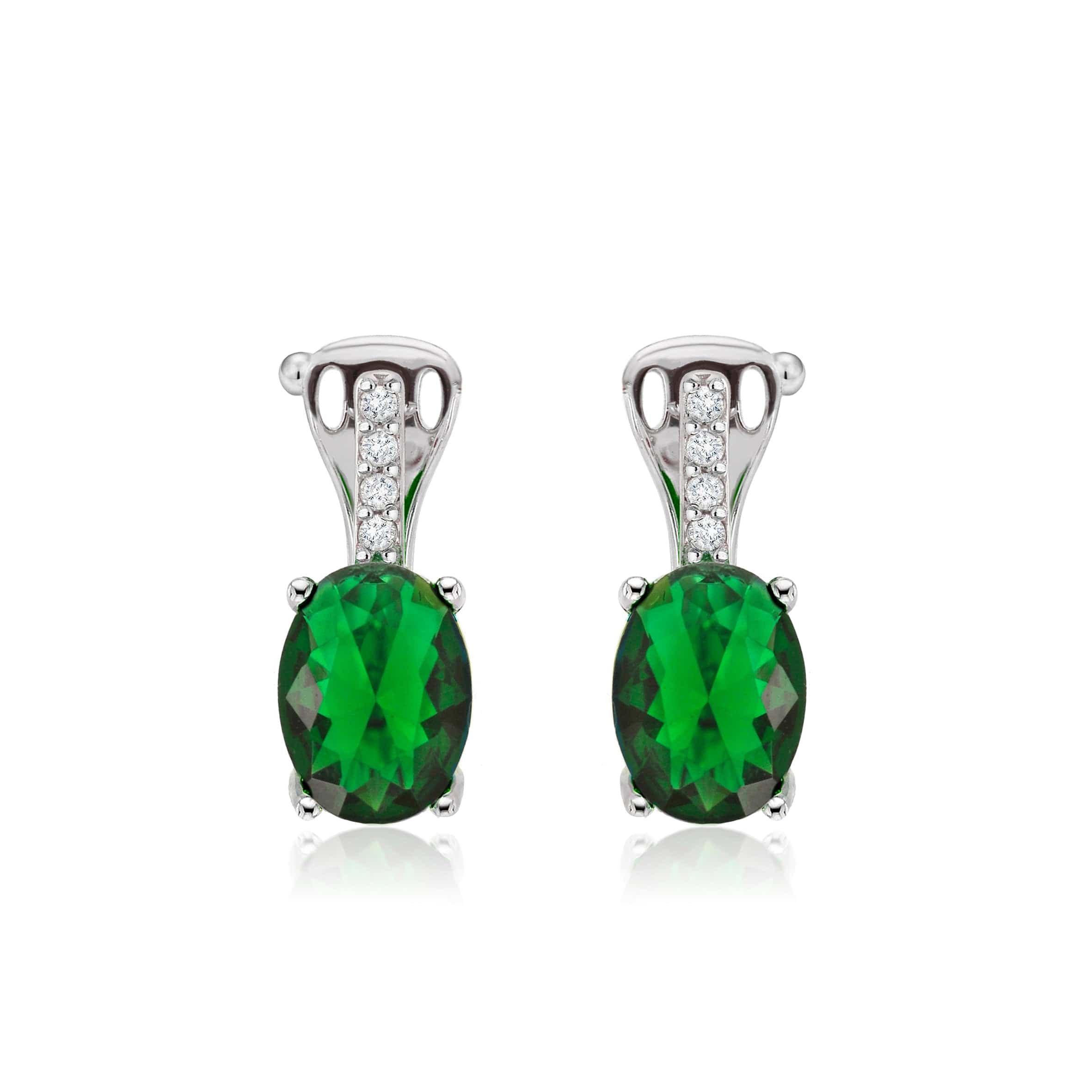 Lynora Jewellery Earring Vertical Emerald Drop Earrings Sterling Silver / Emerald Vertical Emerald Drop Earrings