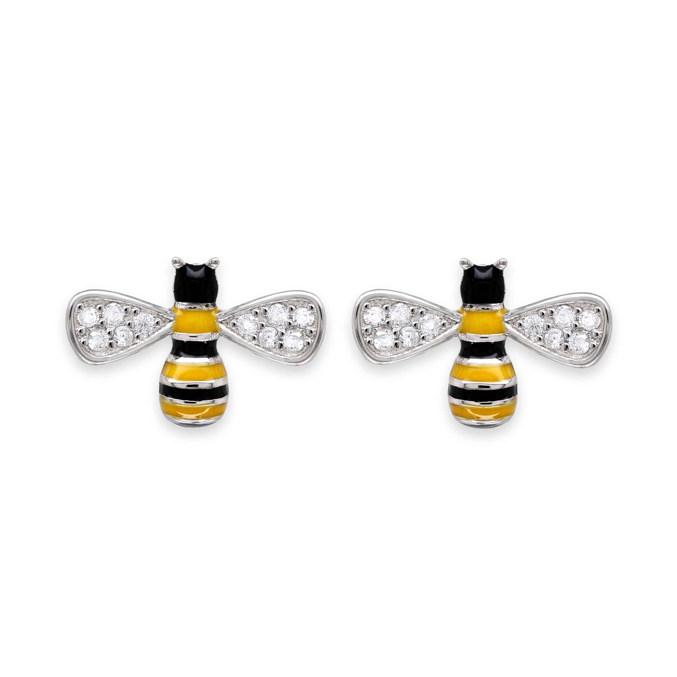 Lynora Jewellery Earring Enamel Bumblebee Stud Earrings Sterling Silver Enamel Bumblebee Stud Earrings