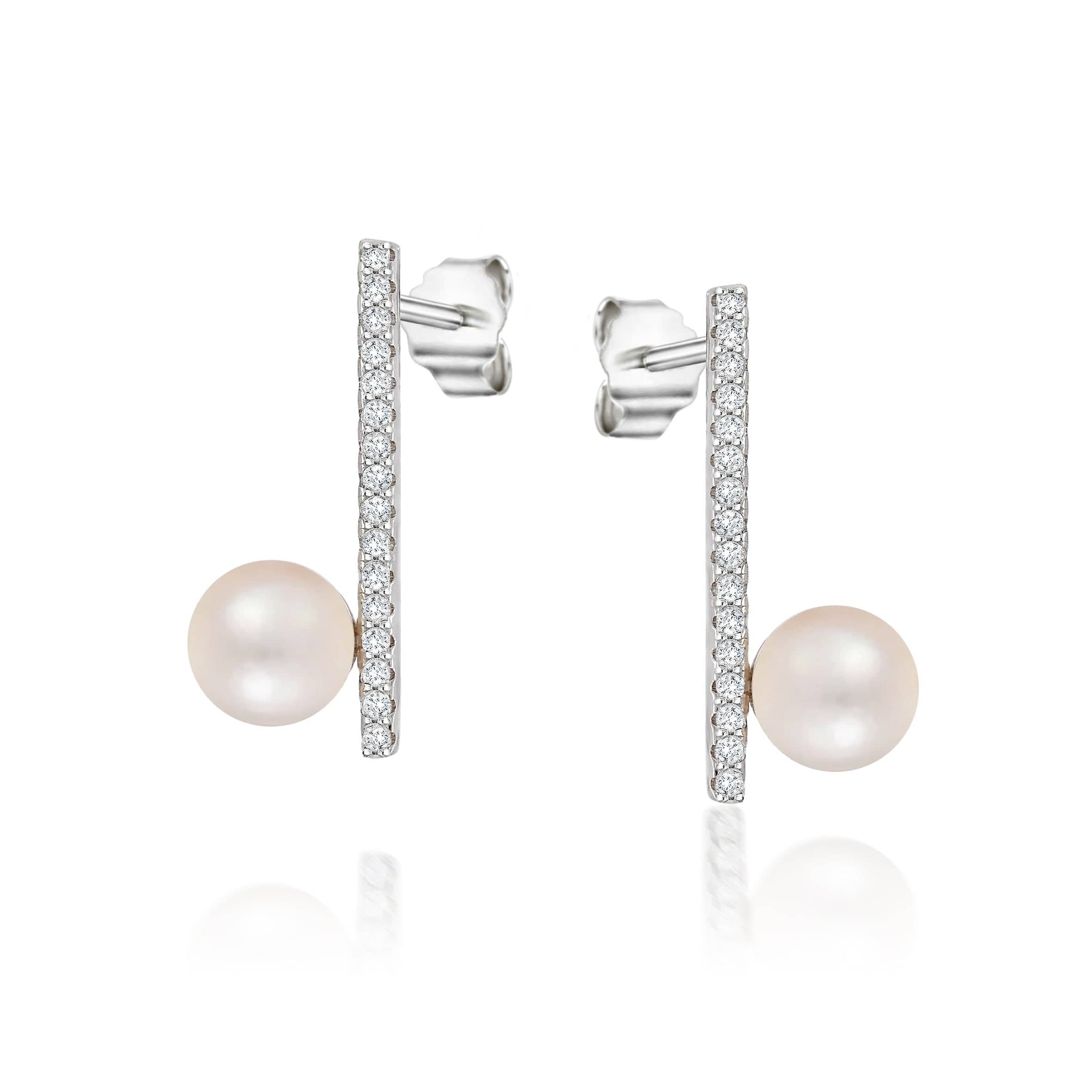 Lynora Jewellery Earring Sterling Silver / Freshwater Pearl Freshwater Pearl Bar Earrings