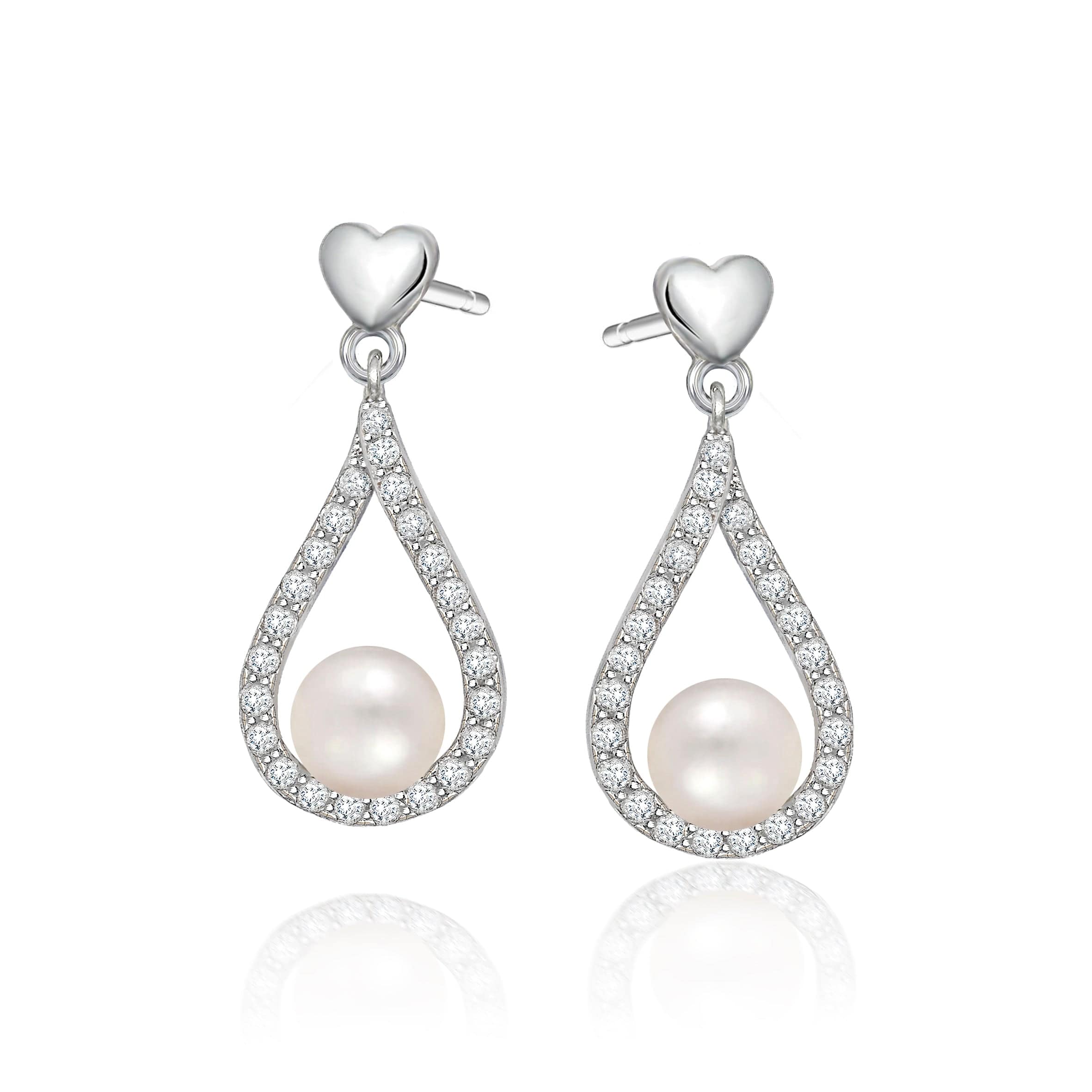 Lynora Jewellery Earring Sterling Silver / Freshwater Pearl Freshwater Pearl Teardrop Heart Earrings