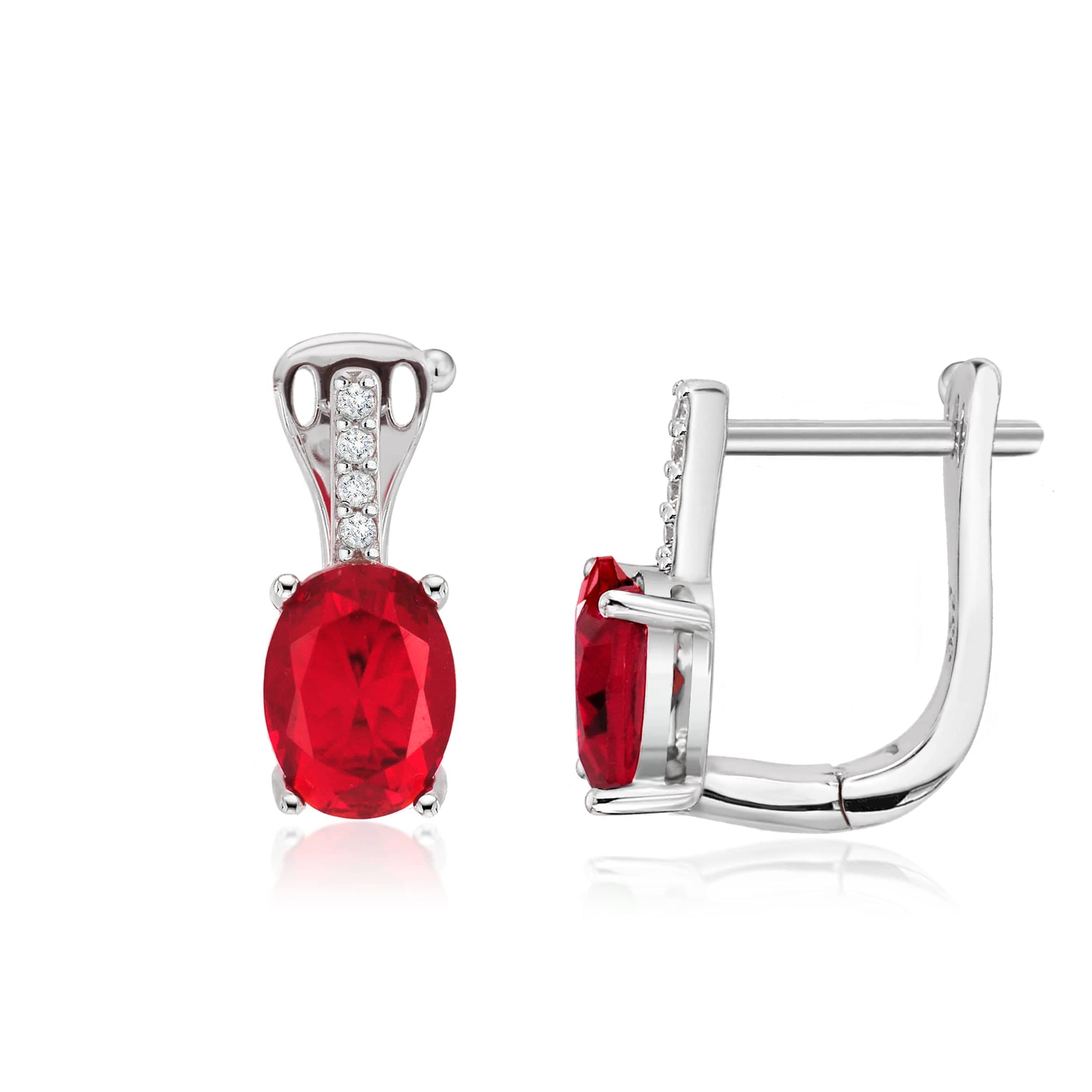 Lynora Jewellery Earring Vertical Ruby Drop Earrings Sterling Silver / Ruby Vertical Ruby Drop Earrings