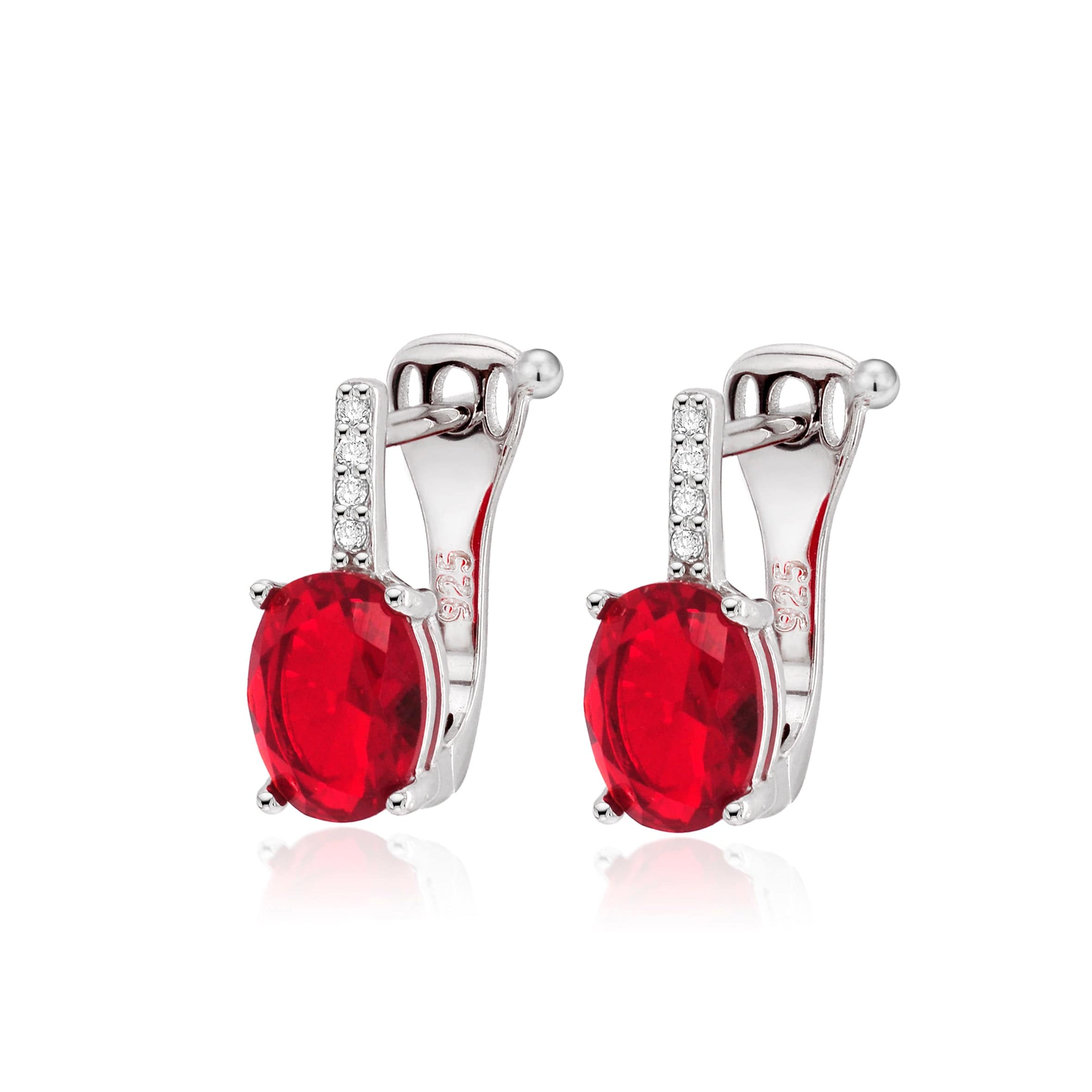 Lynora Jewellery Earring Vertical Ruby Drop Earrings Sterling Silver / Ruby Vertical Ruby Drop Earrings