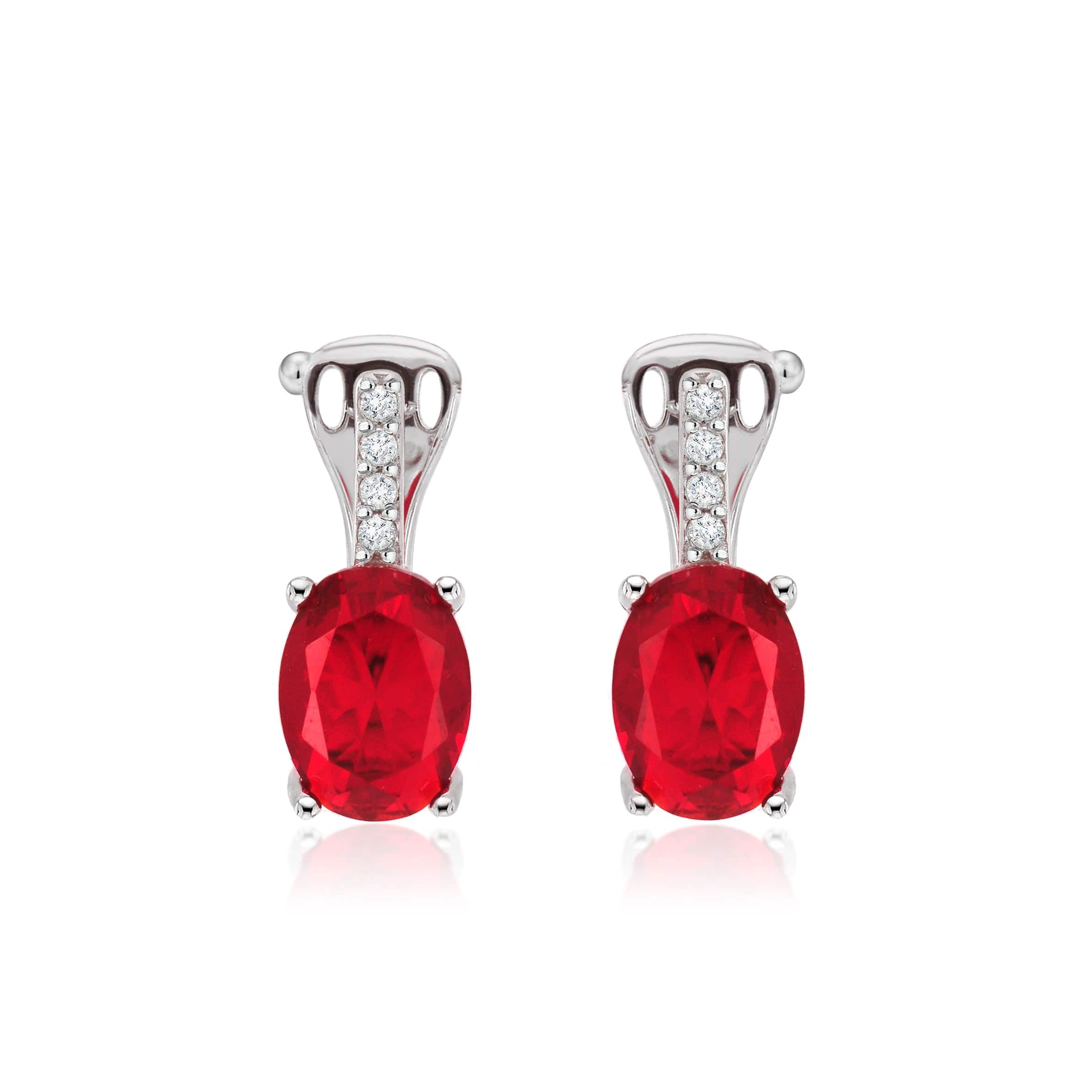 Lynora Jewellery Earring Vertical Ruby Drop Earrings Sterling Silver / Ruby Vertical Ruby Drop Earrings