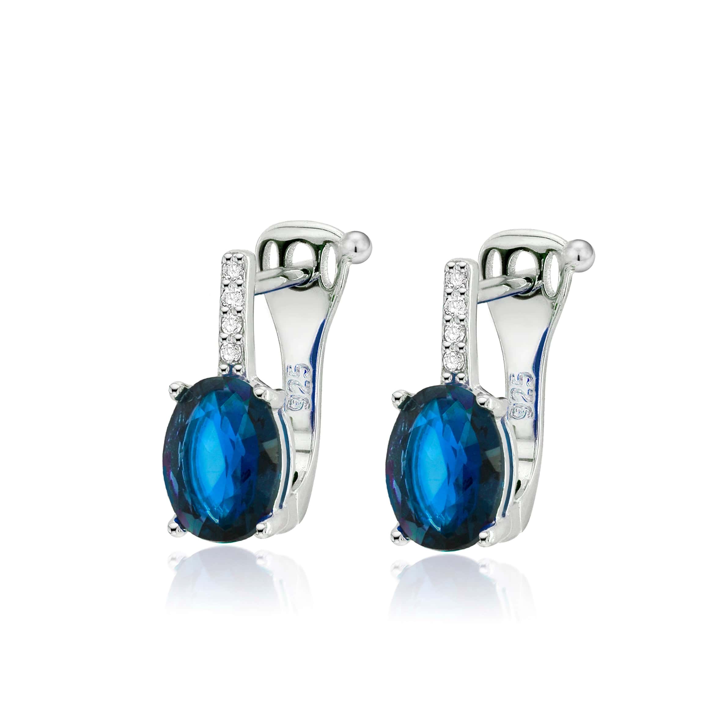 Lynora Jewellery Earring Vertical Sapphire Drop Earrings Sterling Silver / Sapphire Vertical Sapphire Drop Earrings