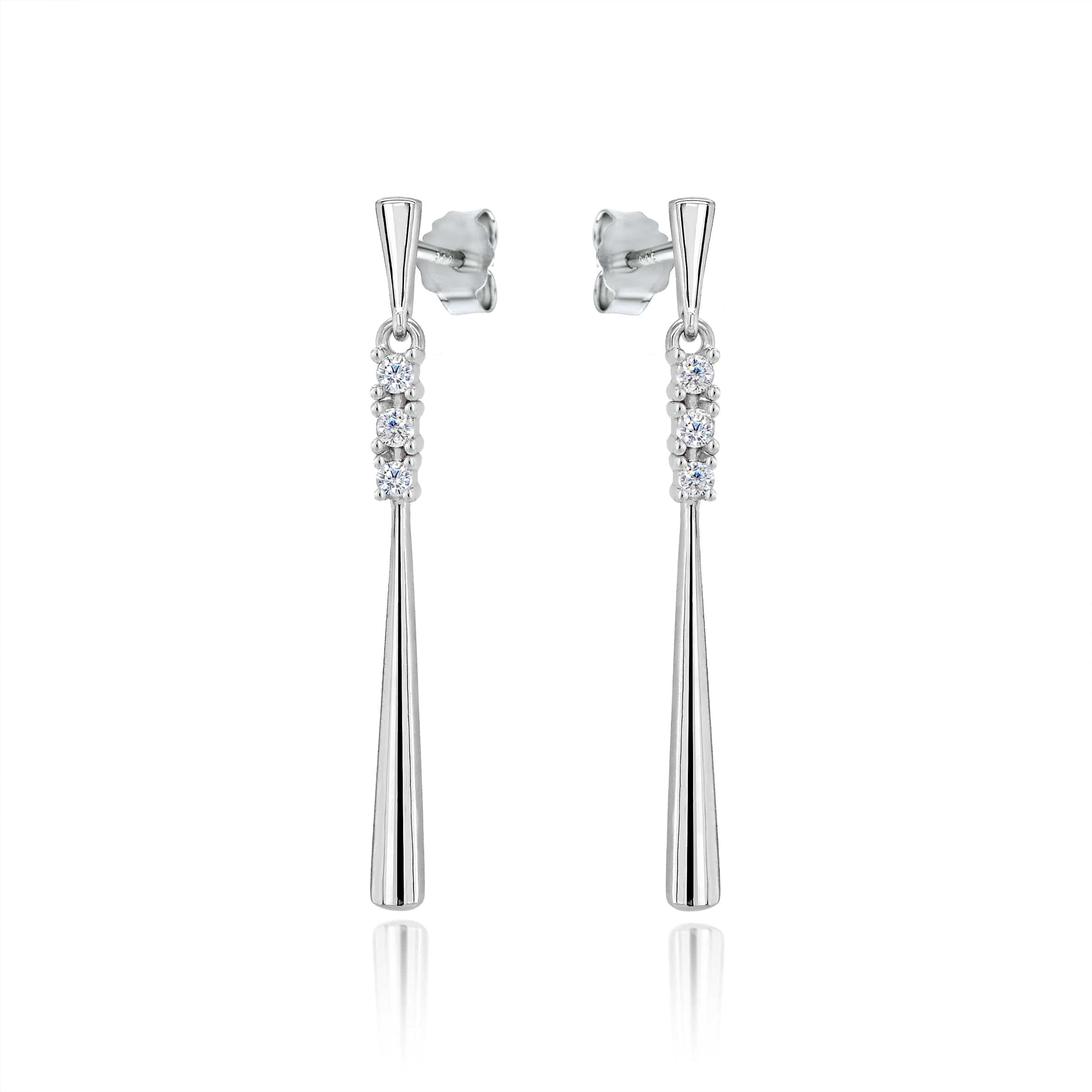Lynora Jewellery Earrings Sterling Silver / Clear Bar Drop Earrings