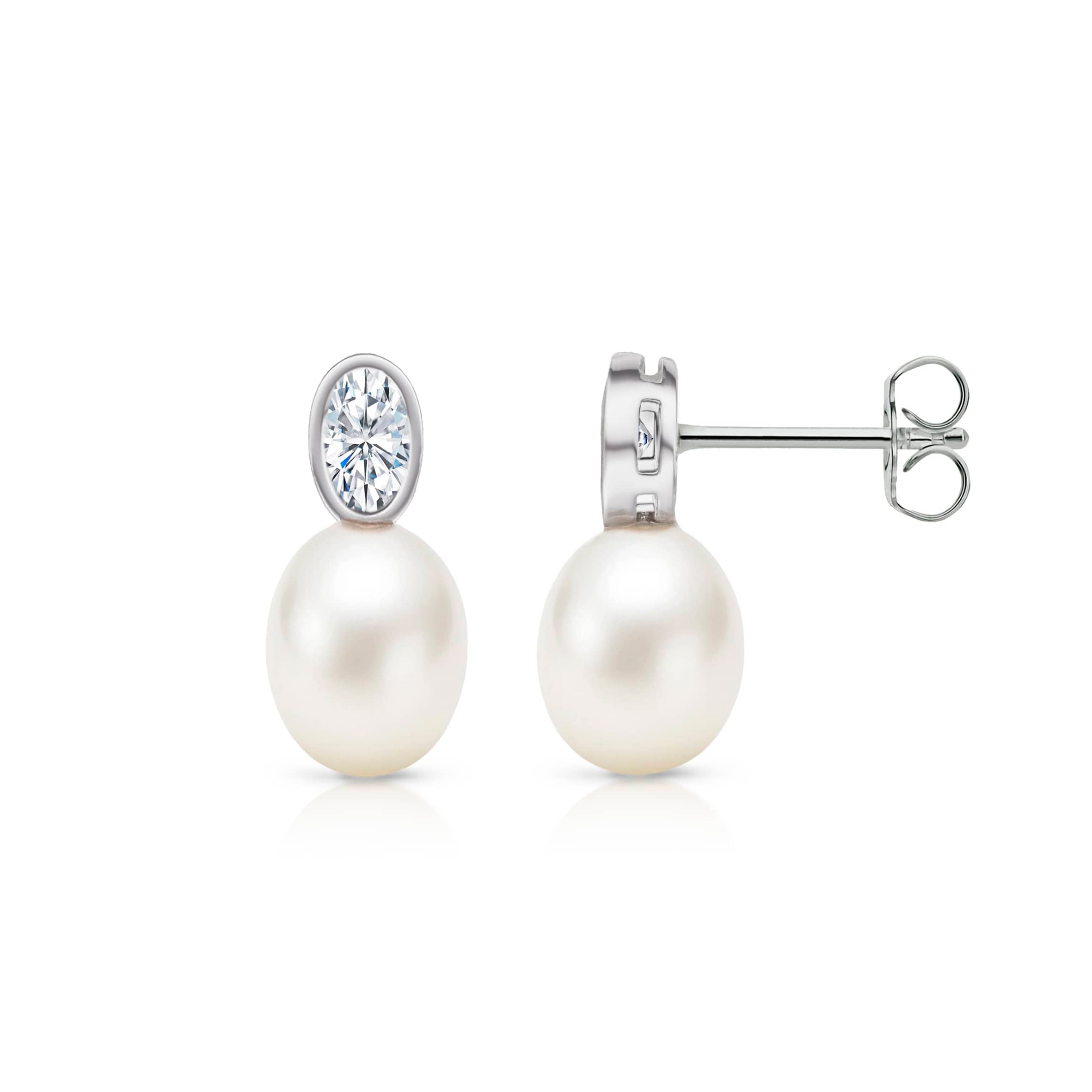 Lynora Jewellery Earrings Cultured Pearl Drop Earrings Sterling Silver / Clear Cultured Pearl Drop Earrings
