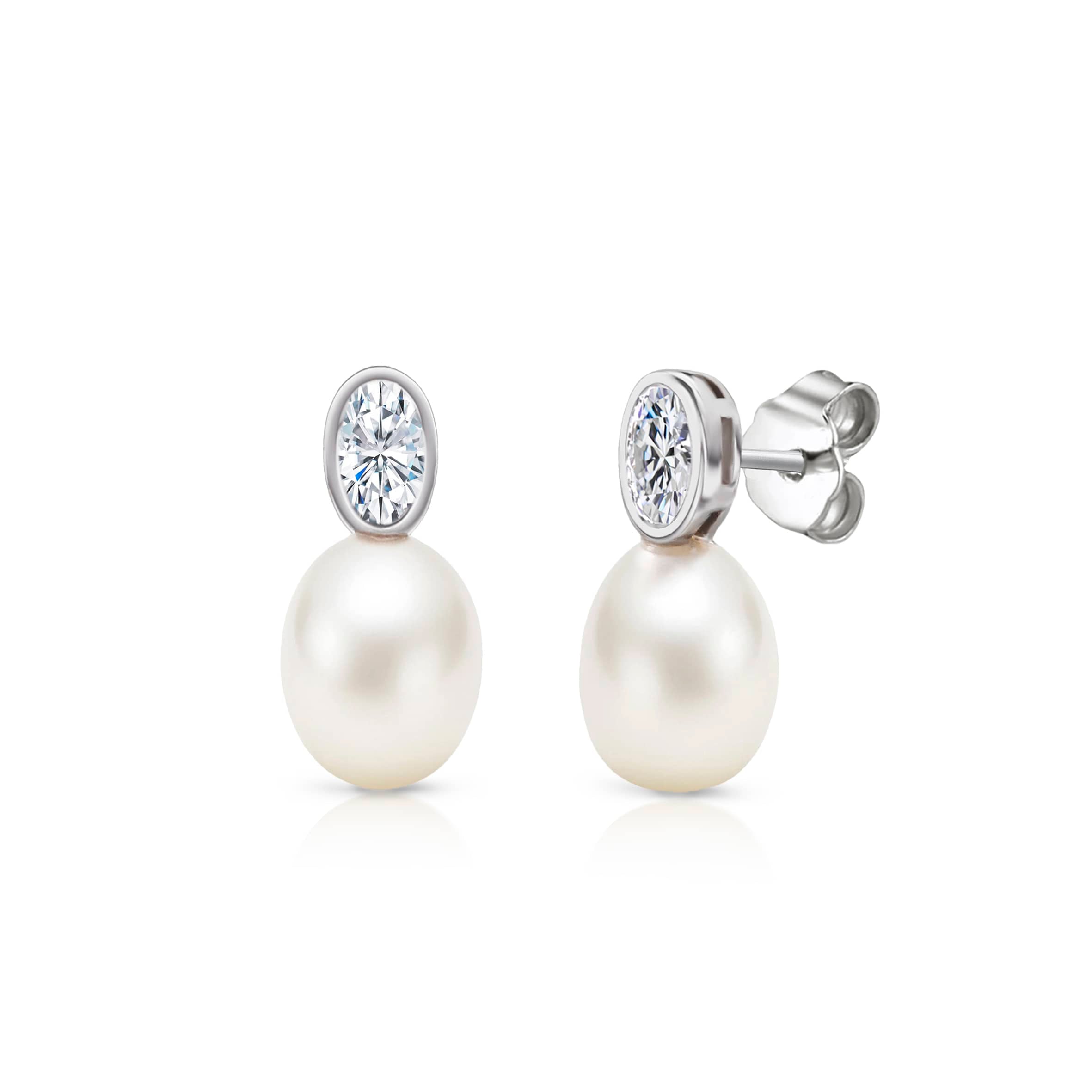 Lynora Jewellery Earrings Cultured Pearl Drop Earrings Sterling Silver / Clear Cultured Pearl Drop Earrings