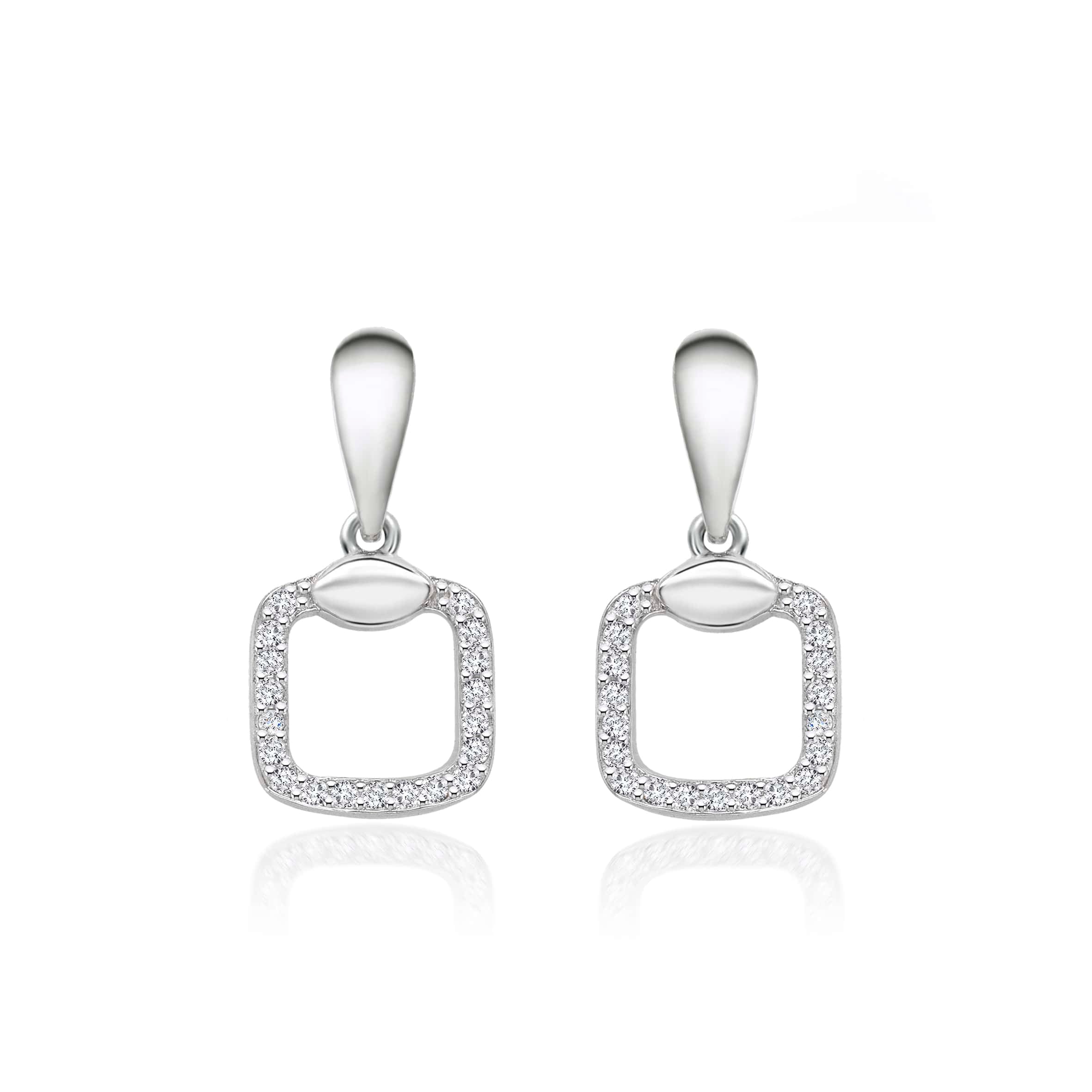 Lynora Jewellery Earrings Delicate Outline Square Drop Earrings Sterling Silver / Clear Delicate Outline Square Drop Earrings