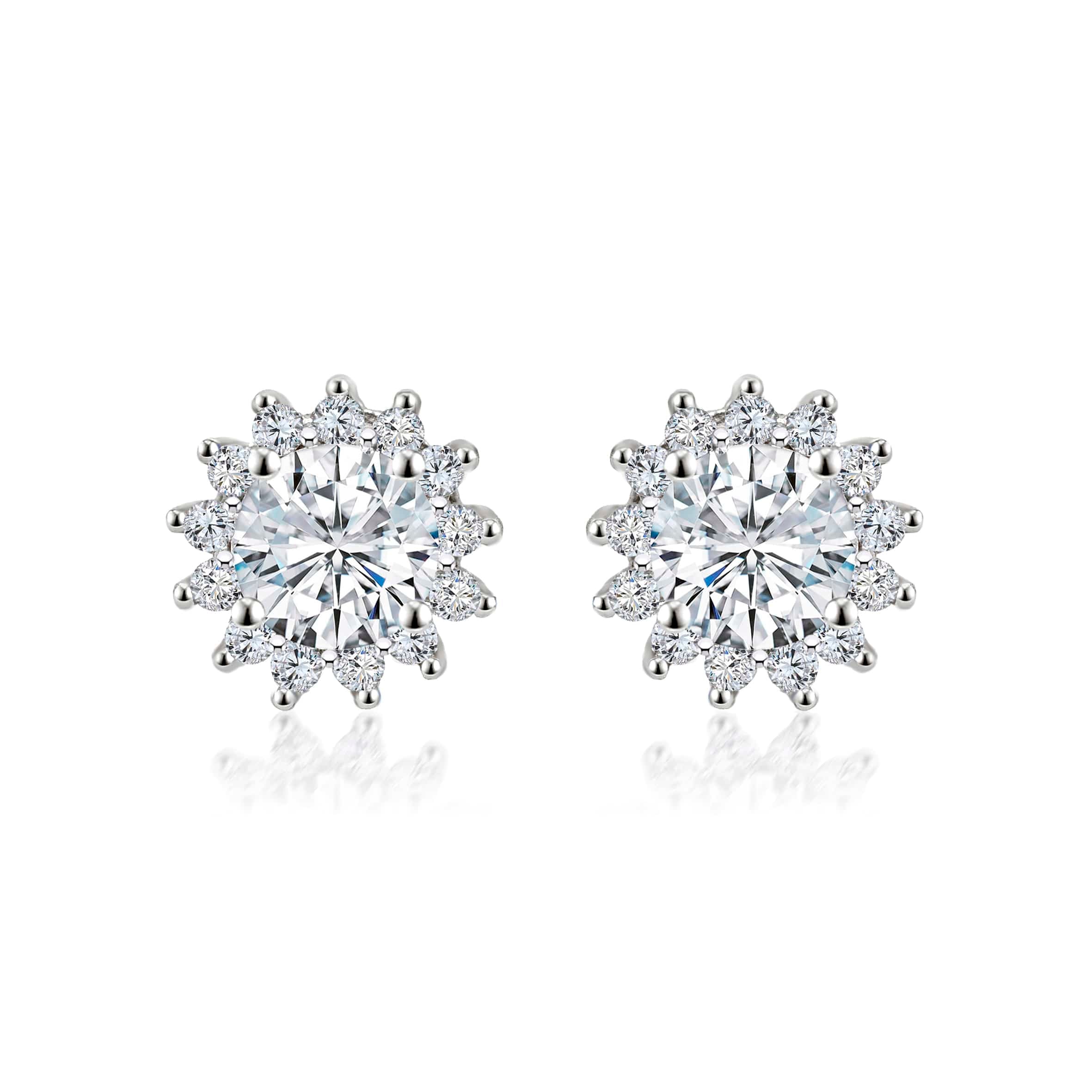 Lynora Jewellery Earrings Diamond Sunflower Studs Sterling Silver / Clear Diamond Sunflower Studs