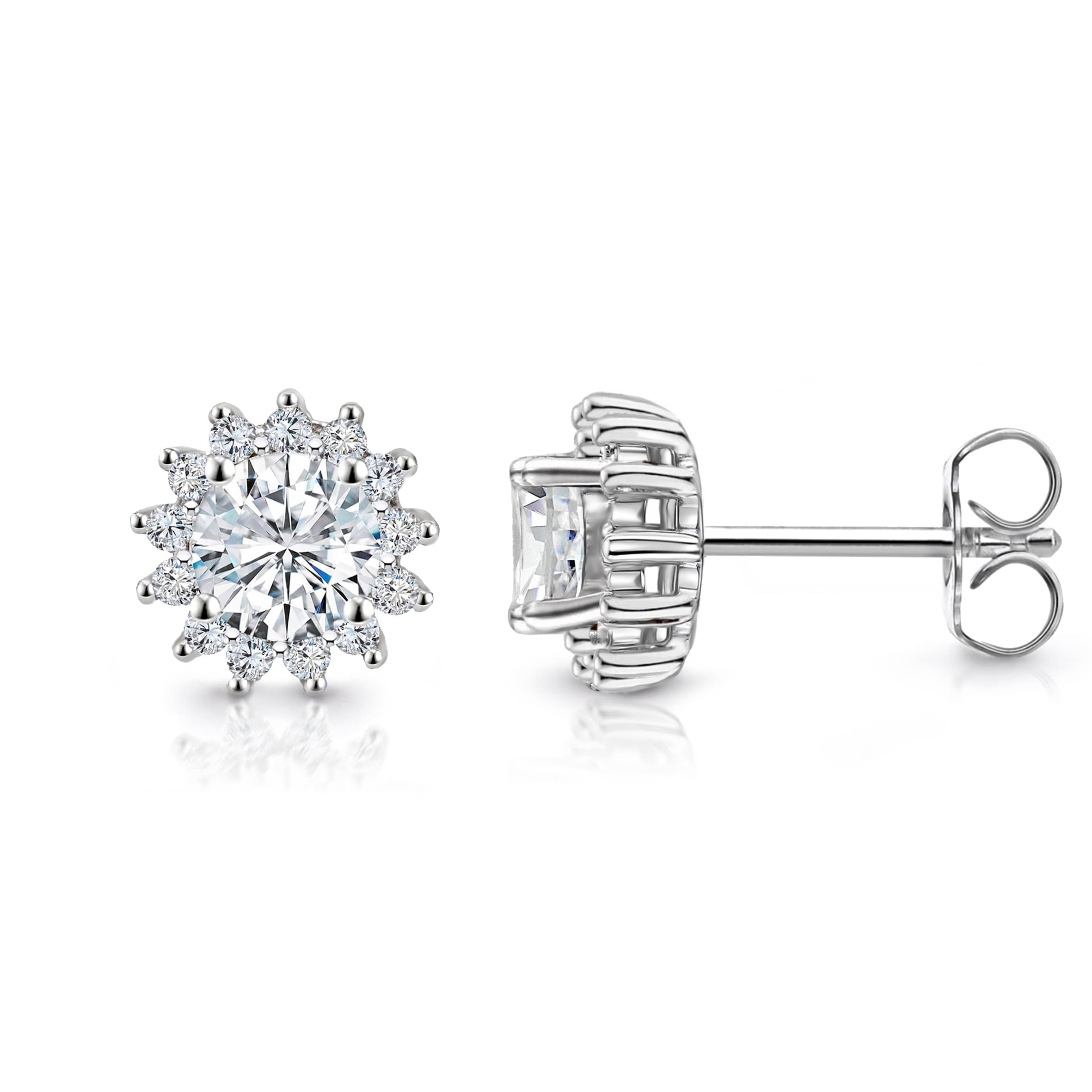 Lynora Jewellery Earrings Diamond Sunflower Studs Sterling Silver / Clear Diamond Sunflower Studs