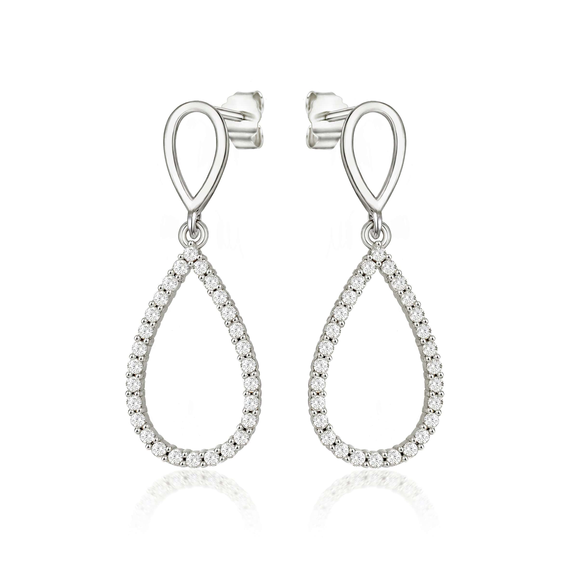 Lynora Jewellery Earrings Sterling Silver / Clear Infinity Teardrop Earrings