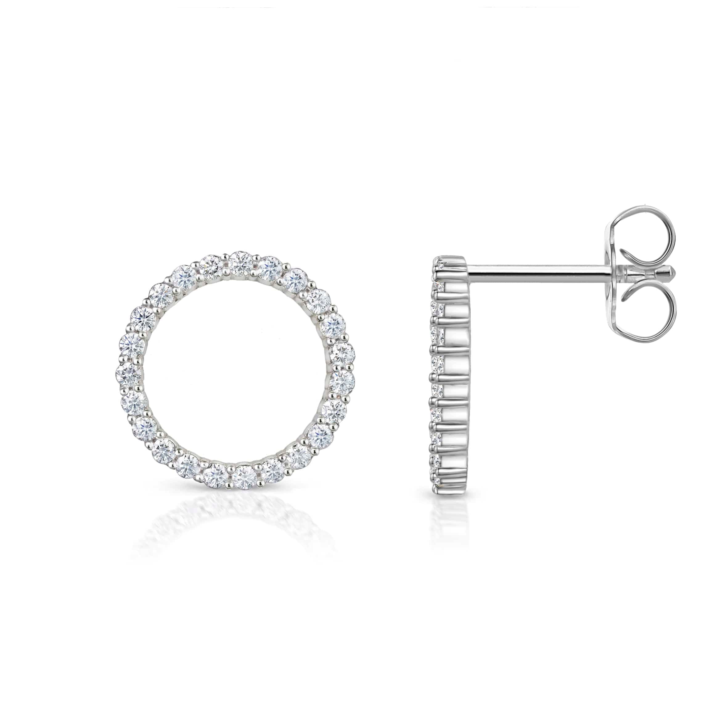 Lynora Jewellery Earrings Outline Circle Studs Sterling Silver / Clear Outline Circle Studs