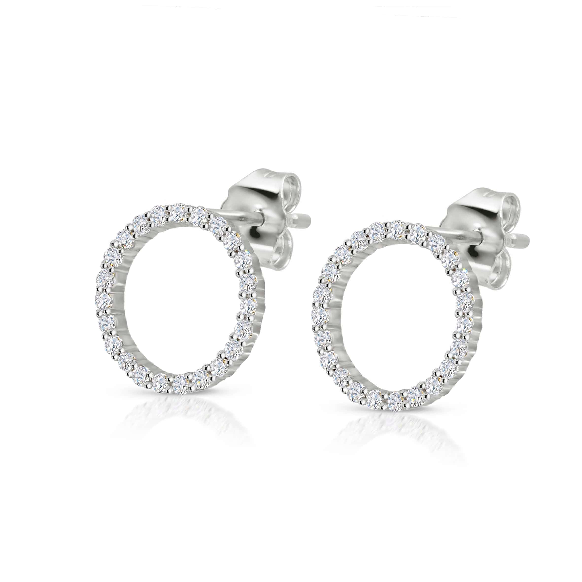 Lynora Jewellery Earrings Outline Circle Studs Sterling Silver / Clear Outline Circle Studs