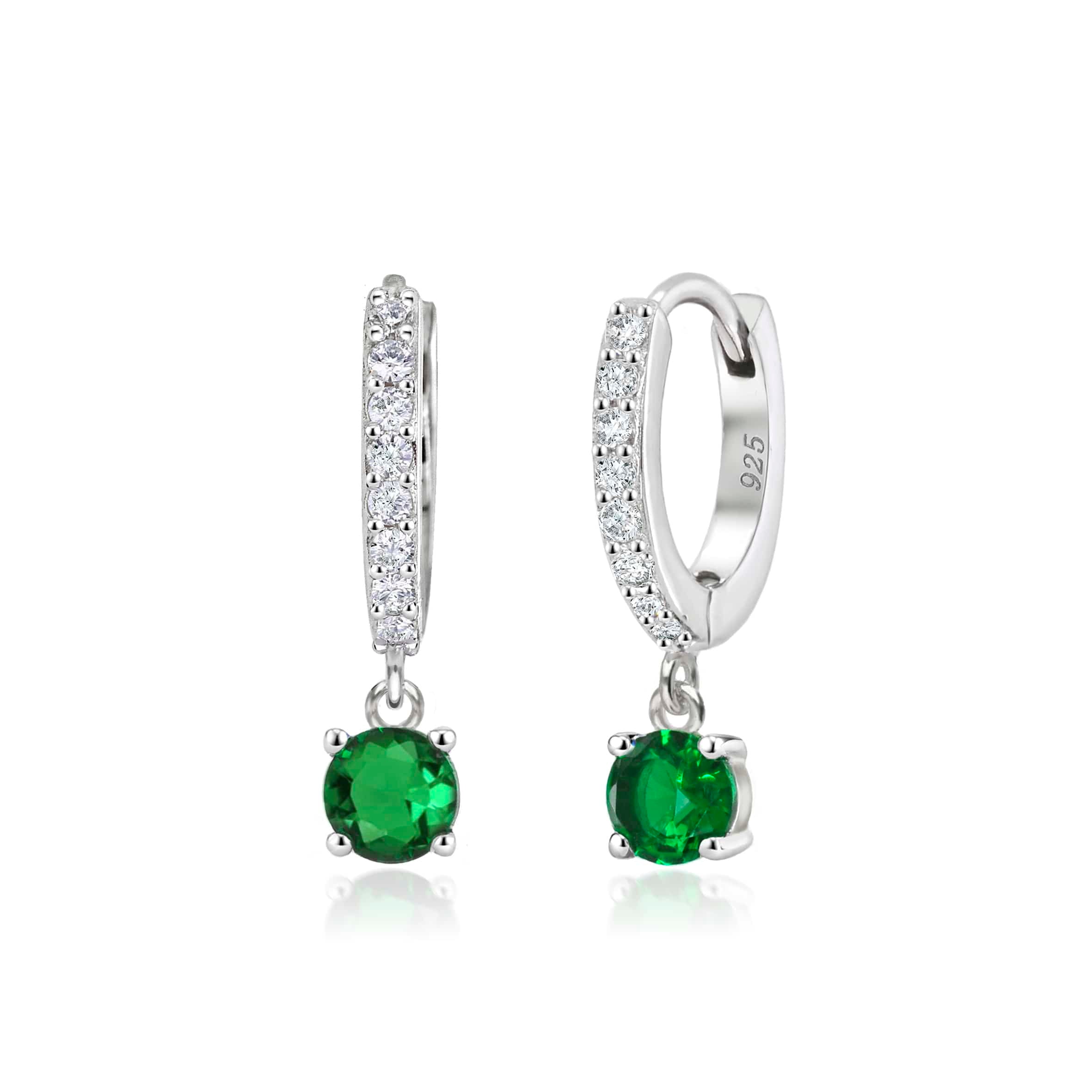 Lynora Jewellery Earrings Emerald Raindrop Huggie Earrings Sterling Silver / Emerald Emerald Raindrop Huggie Earrings
