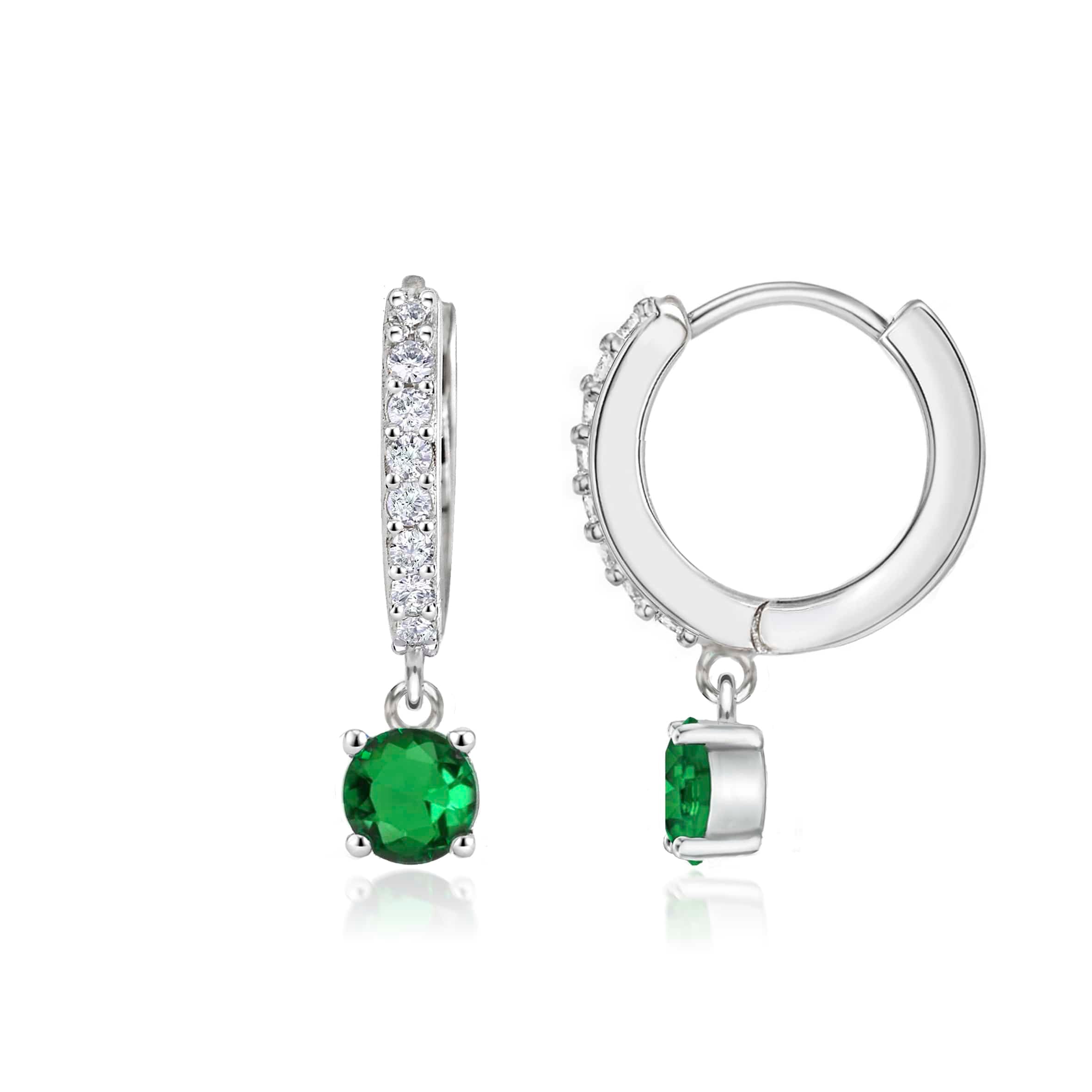 Lynora Jewellery Earrings Emerald Raindrop Huggie Earrings Sterling Silver / Emerald Emerald Raindrop Huggie Earrings