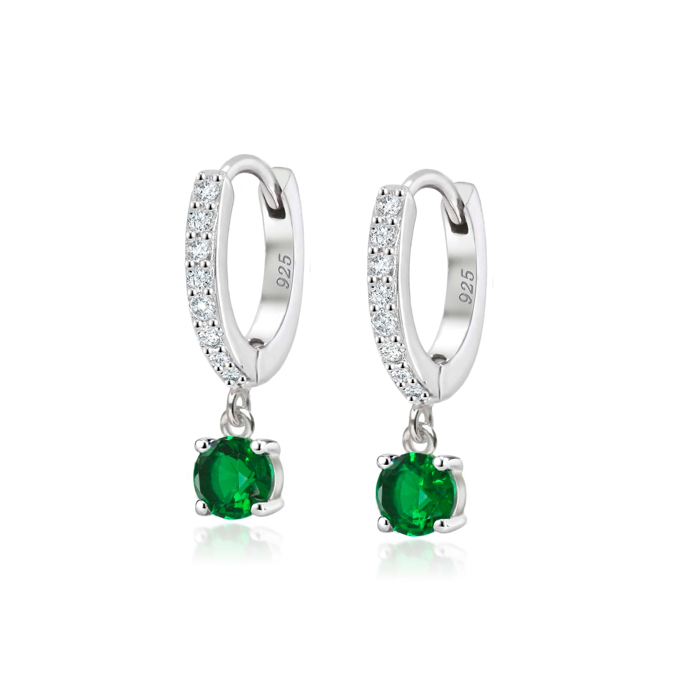 Lynora Jewellery Earrings Emerald Raindrop Huggie Earrings Sterling Silver / Emerald Emerald Raindrop Huggie Earrings