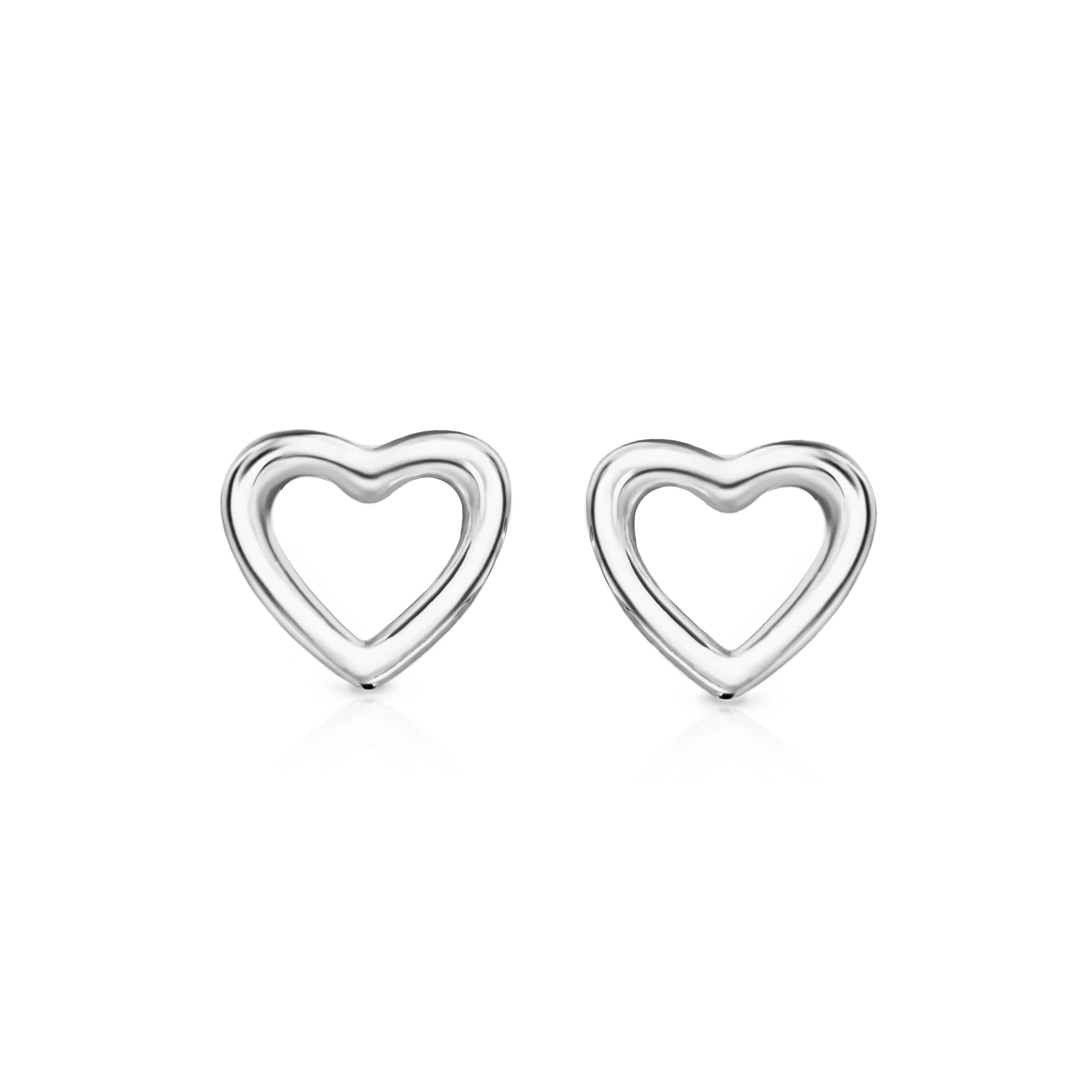 Lynora Jewellery Earrings Open Heart Silver Studs Sterling Silver Open Heart Silver Studs