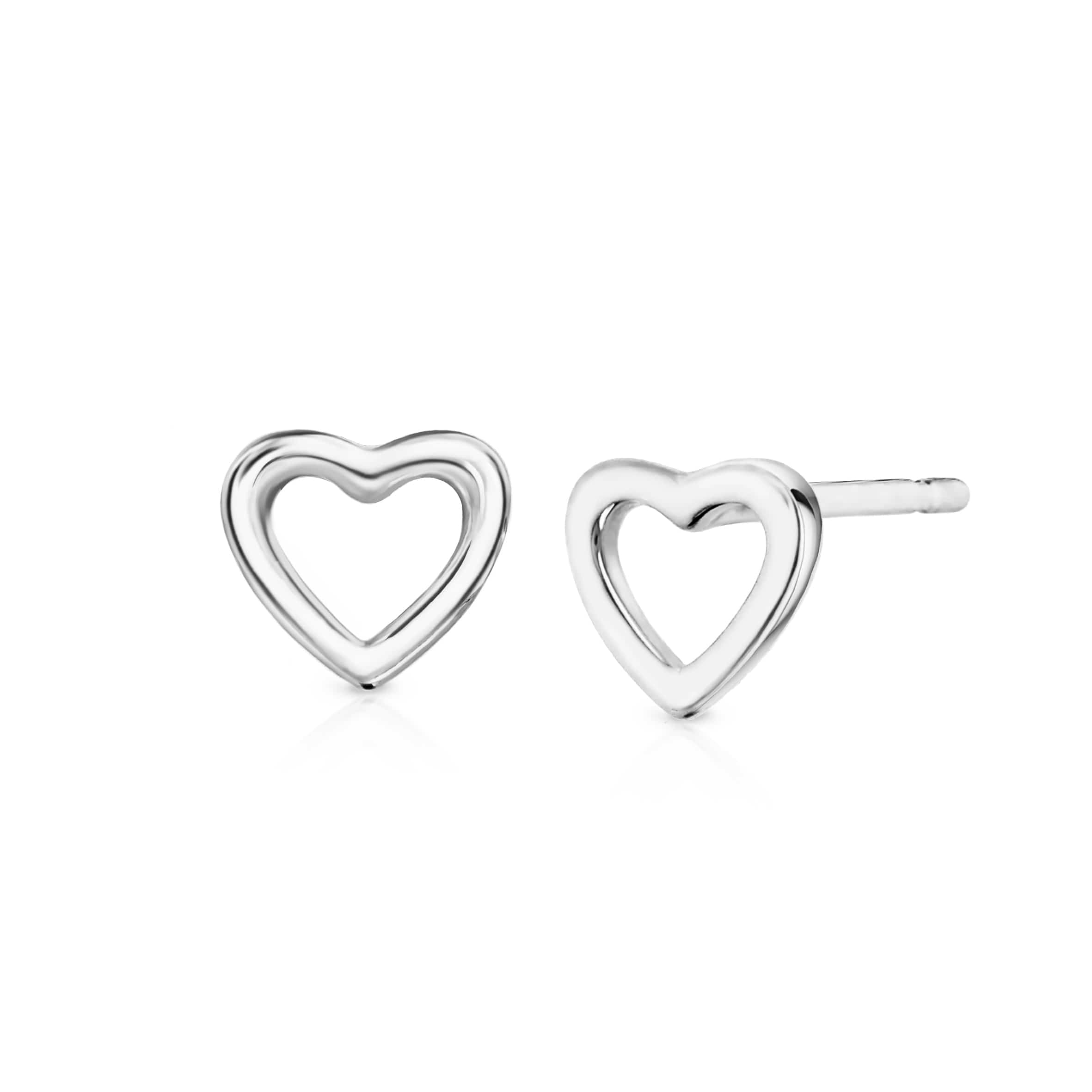 Lynora Jewellery Earrings Open Heart Silver Studs Sterling Silver Open Heart Silver Studs