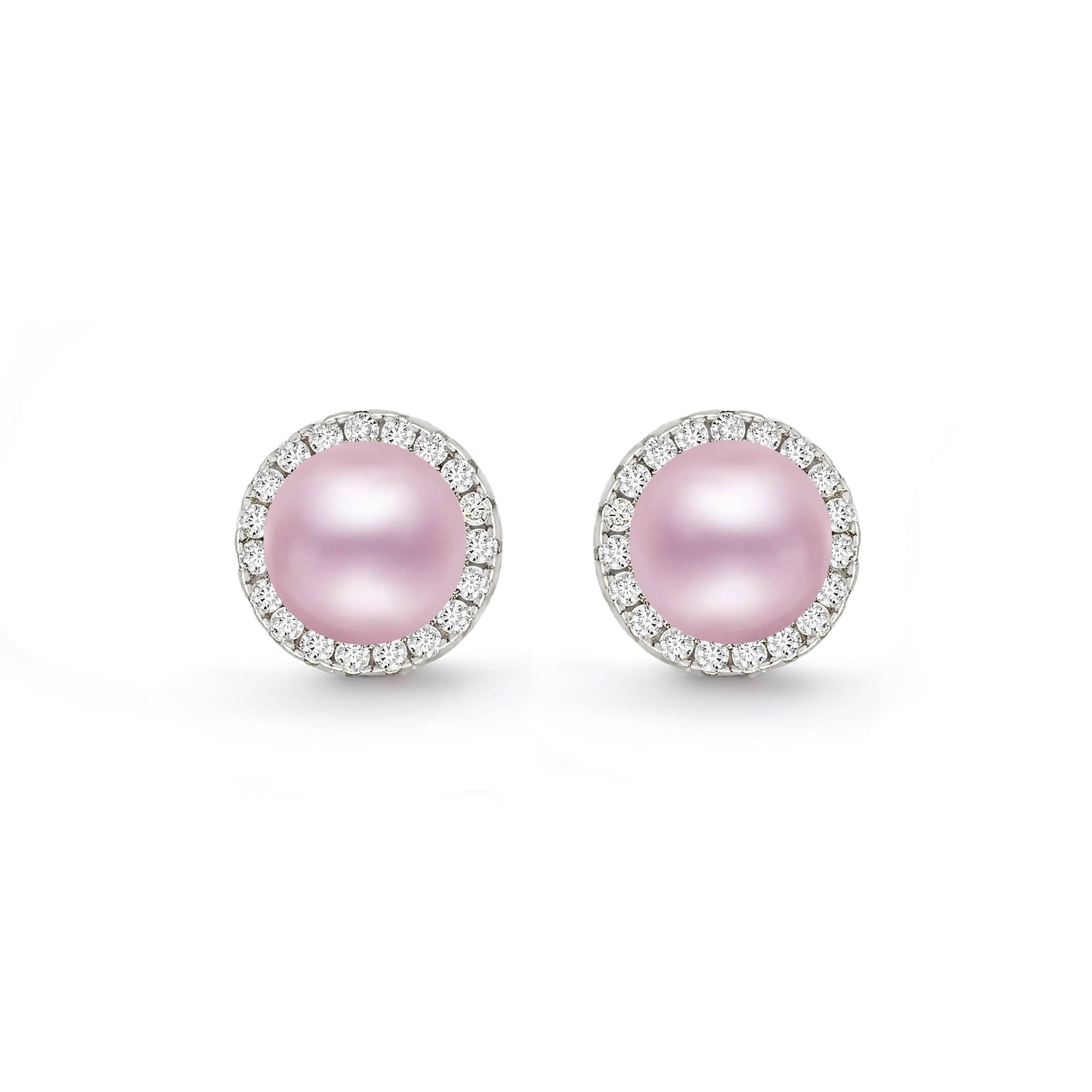 Lynora Jewellery Earrings Sterling Silver / Pink Pearl Pink Freshwater Pearl Halo Stud Earrings