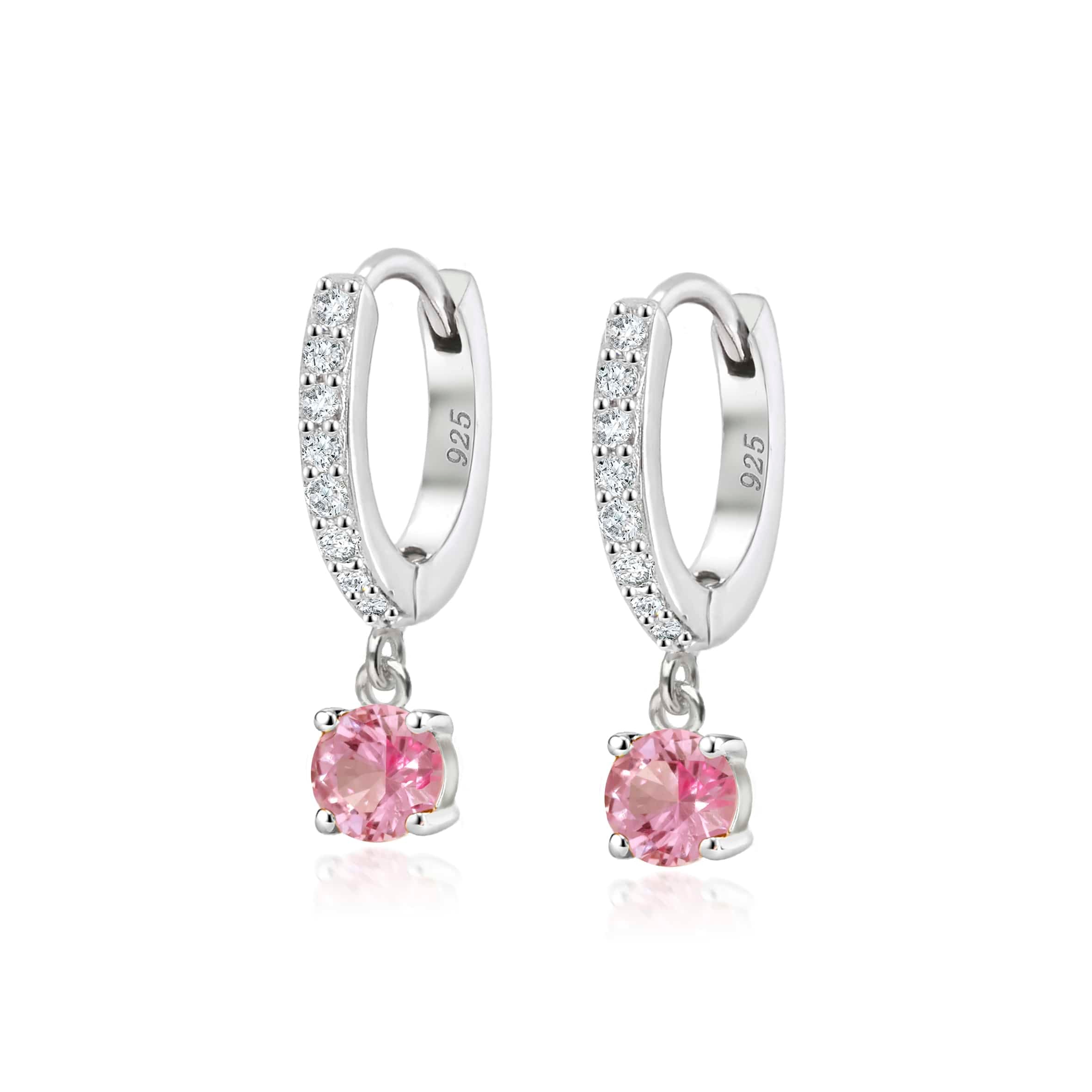 Lynora Jewellery Earrings Pink Raindrop Huggie Earrings Sterling Silver / Pink Pink Raindrop Huggie Earrings