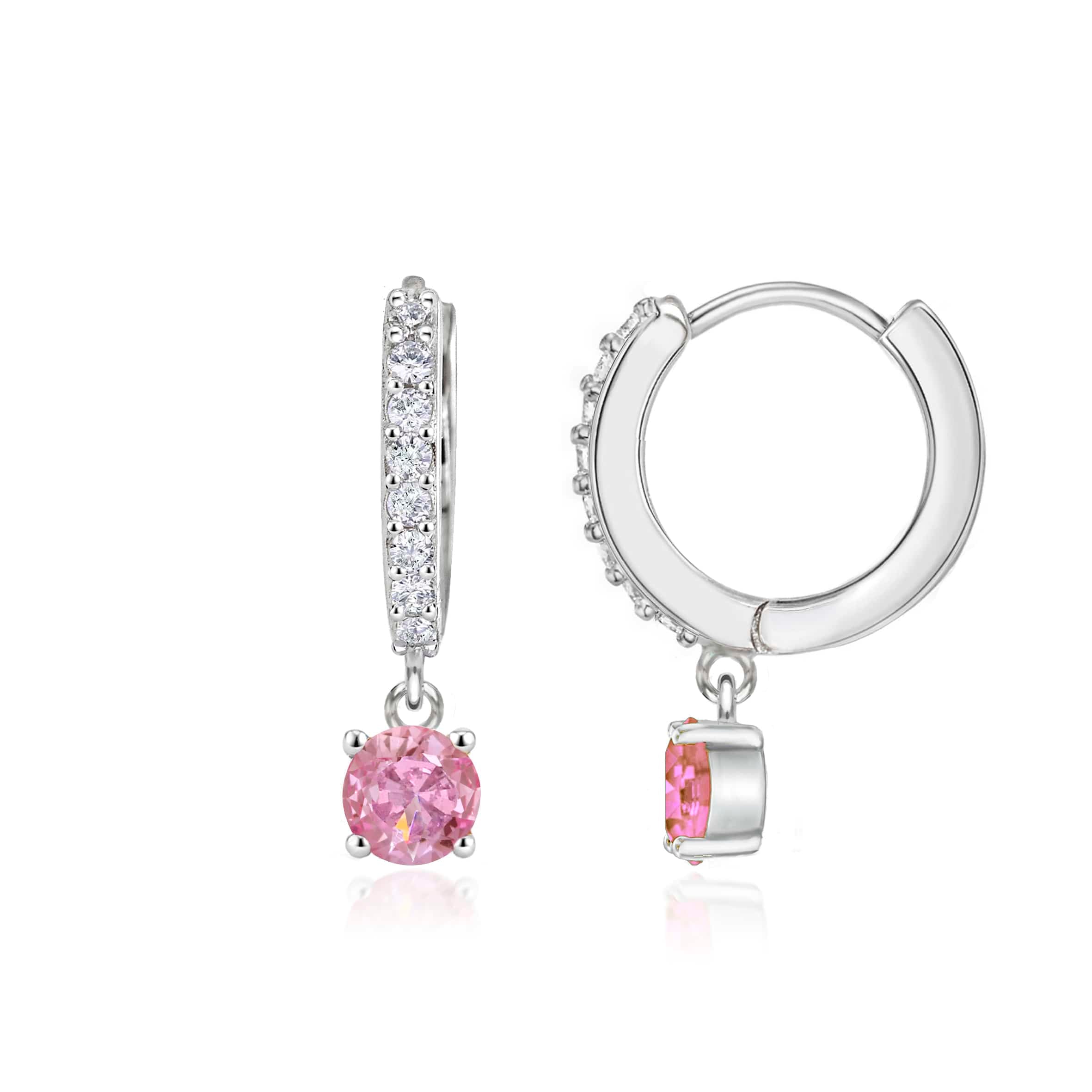 Lynora Jewellery Earrings Pink Raindrop Huggie Earrings Sterling Silver / Pink Pink Raindrop Huggie Earrings