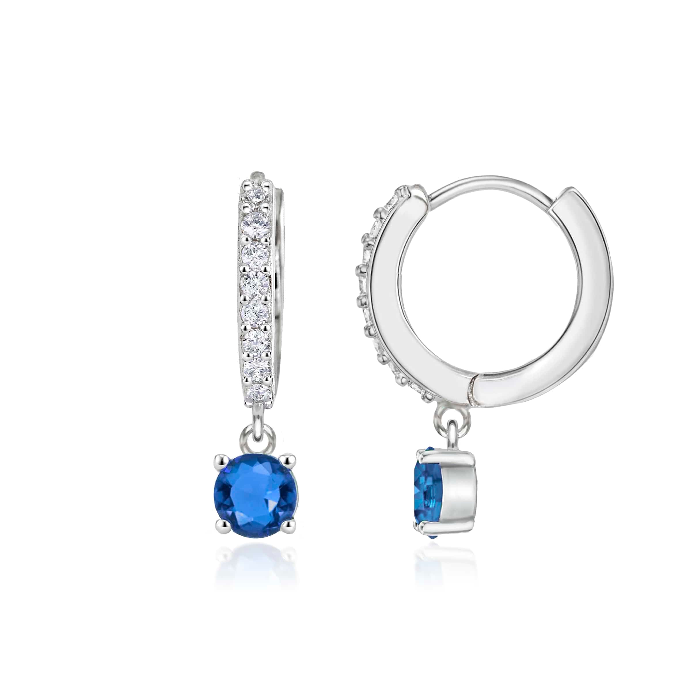 Lynora Jewellery Earrings Sapphire Raindrop Huggie Earrings Sterling Silver / Sapphire Sapphire Raindrop Huggie Earrings
