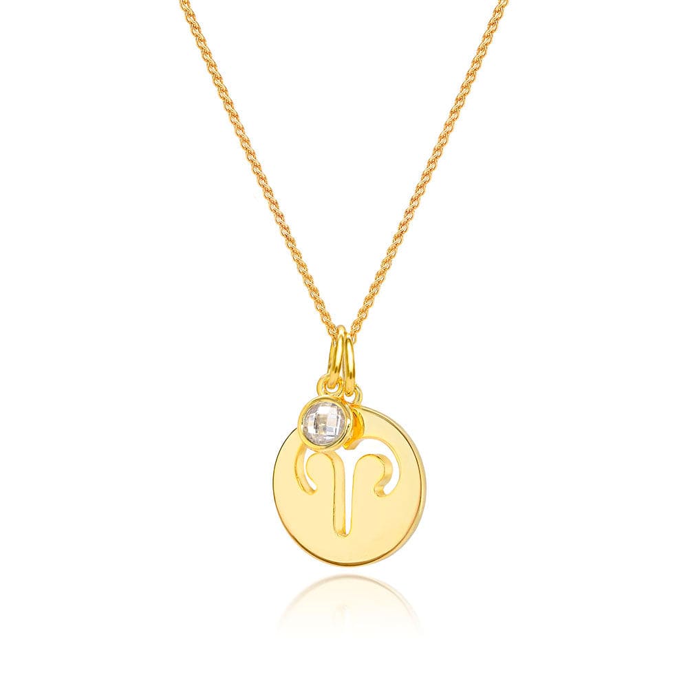 Lynora Jewellery Necklace Diamond Aries Zodiac Pendant Gold Plated