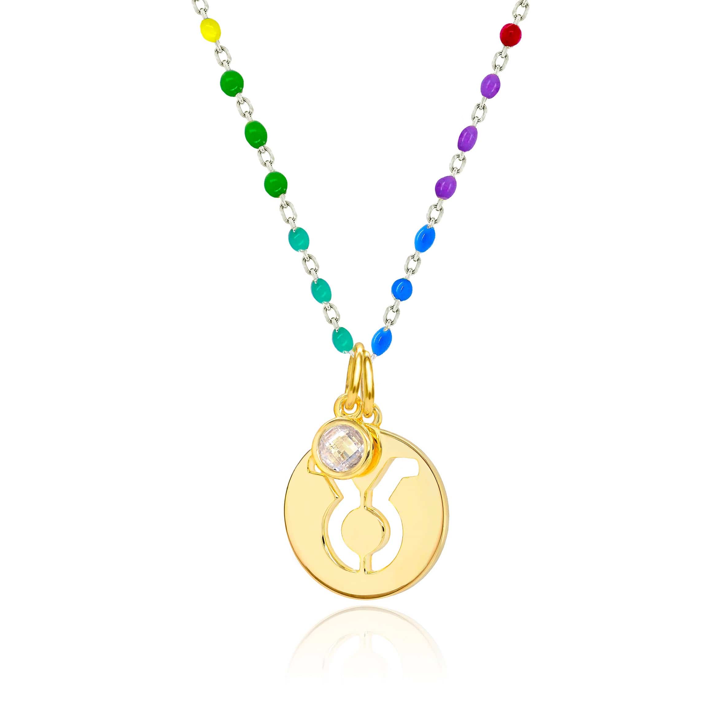 Lynora Jewellery Necklace Diamond Taurus Zodiac Enamel Chain Pendant