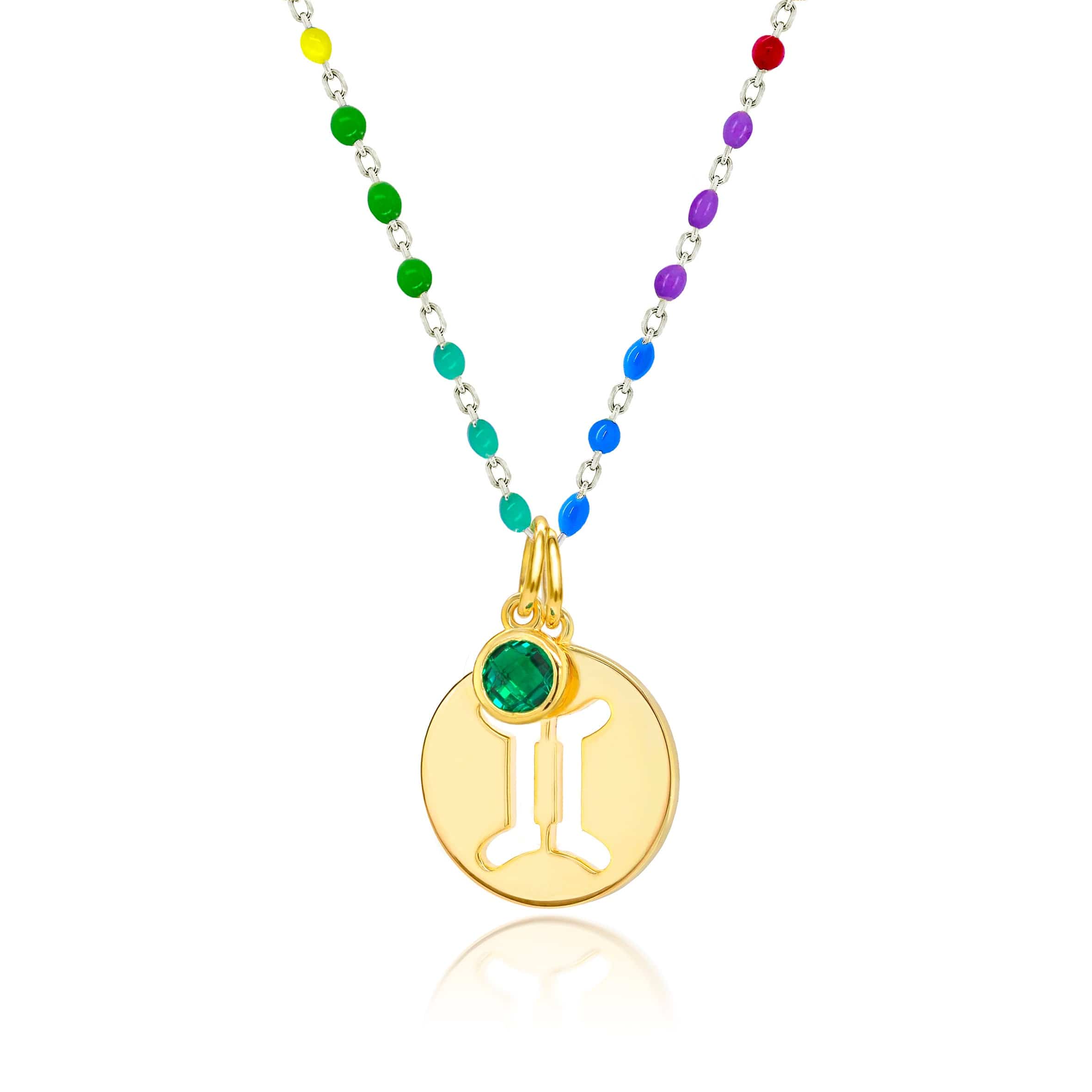 Lynora Jewellery Necklace Emerald Gemini Zodiac Enamel Chain Pendant