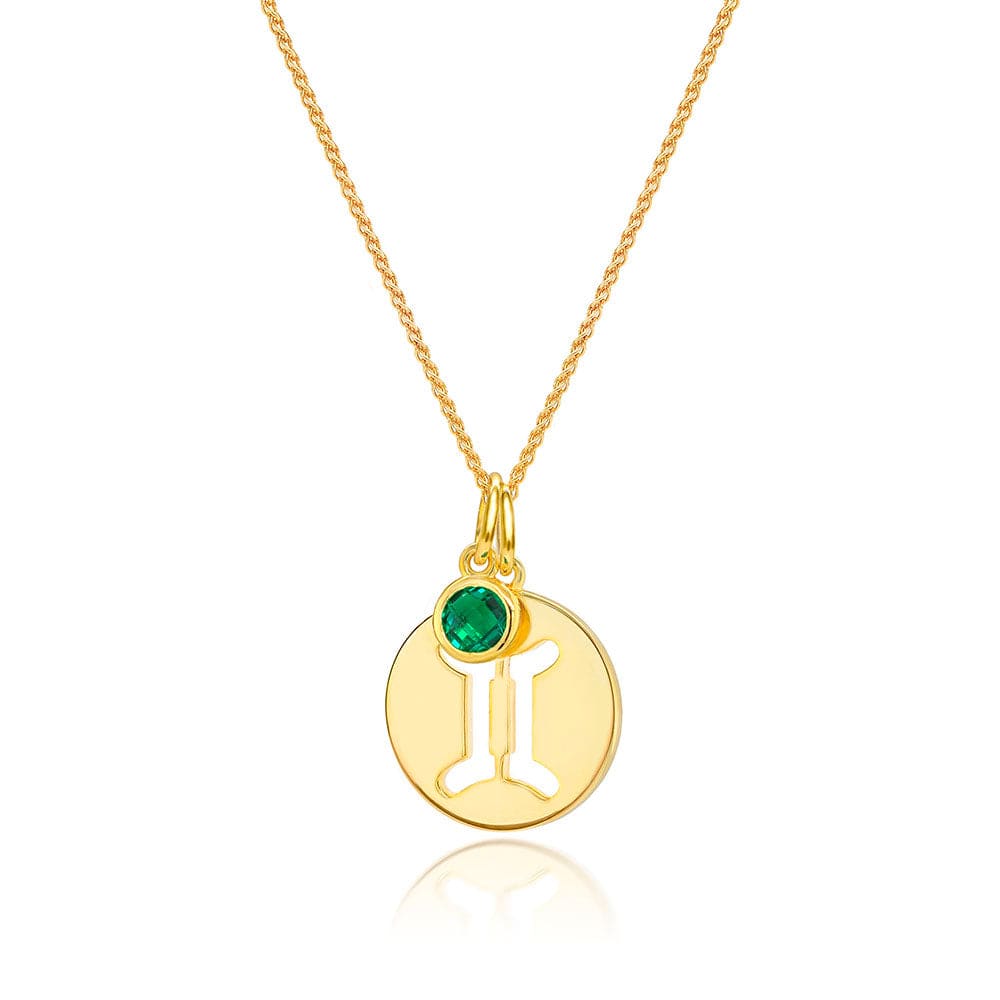 Lynora Jewellery Necklace Emerald Gemini Zodiac Pendant Gold Plated