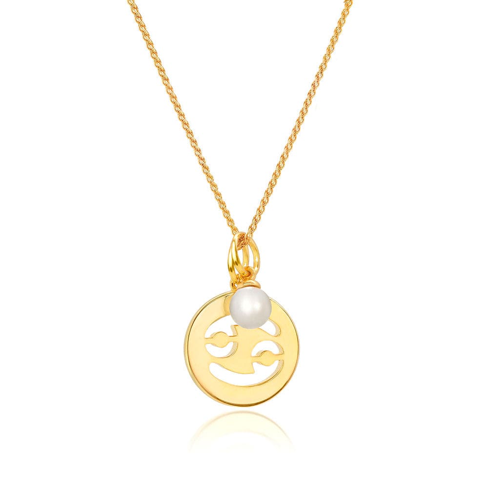 Lynora Jewellery Necklace Pearl Cancer Zodiac Pendant Gold Plated