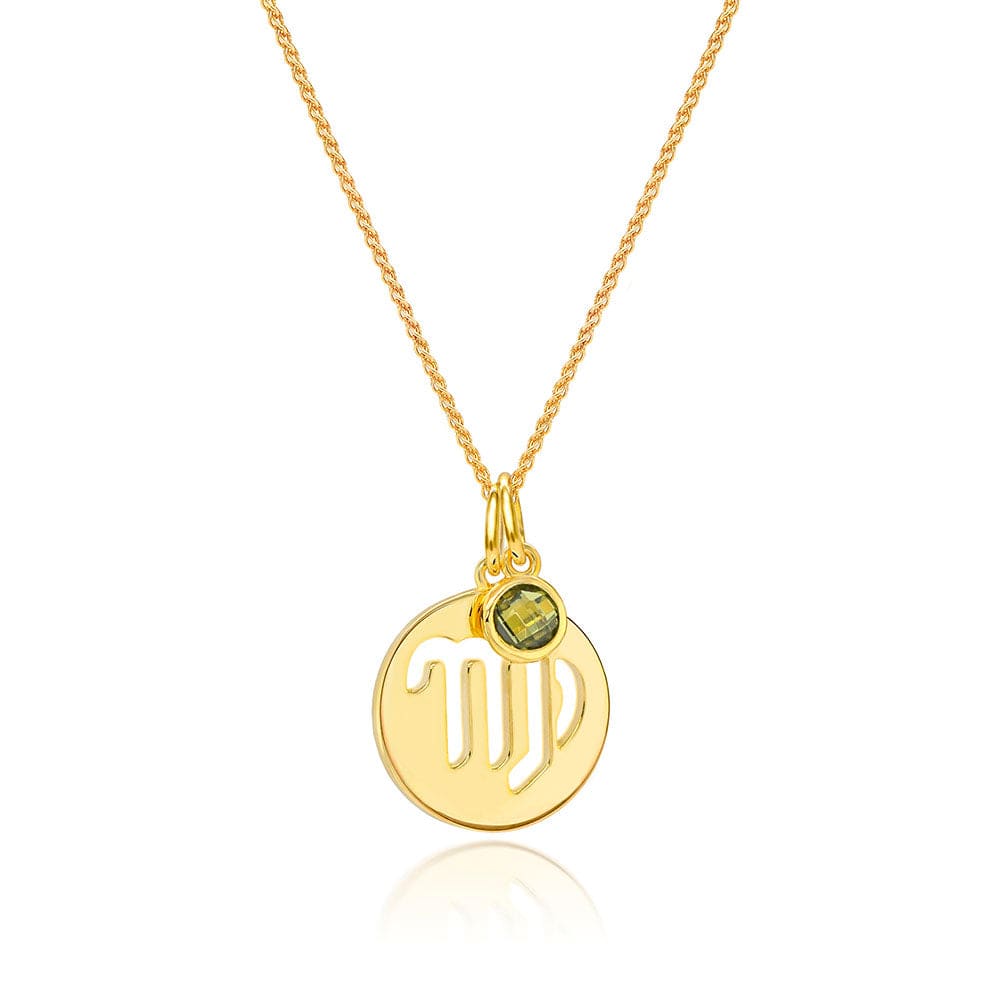 Lynora Jewellery Necklace Peridot Virgo Zodiac Pendant Gold Plated