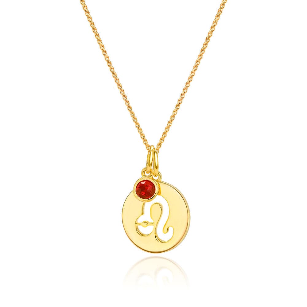 Lynora Jewellery Necklace Ruby Leo Zodiac Pendant Gold Plated