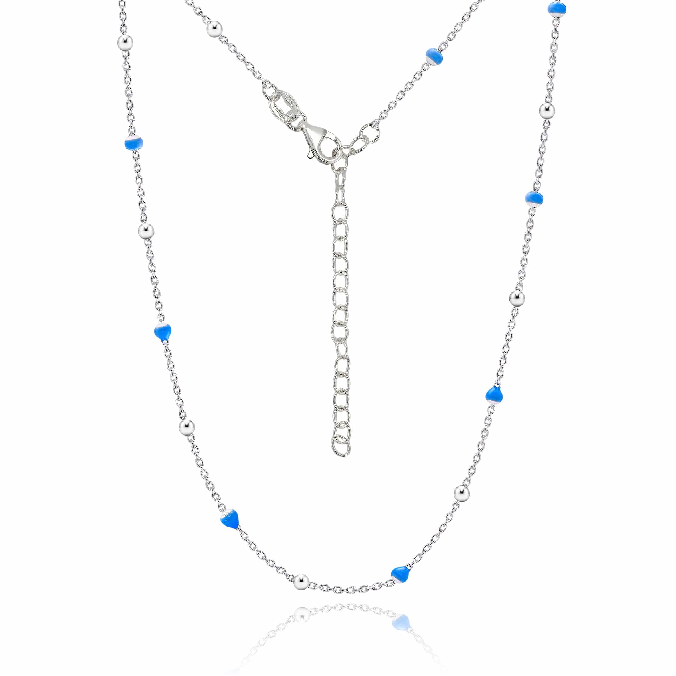 Lynora Jewellery Necklace Sterling Silver / Blue Enamel Beaded Enamel Blue Chain Necklace